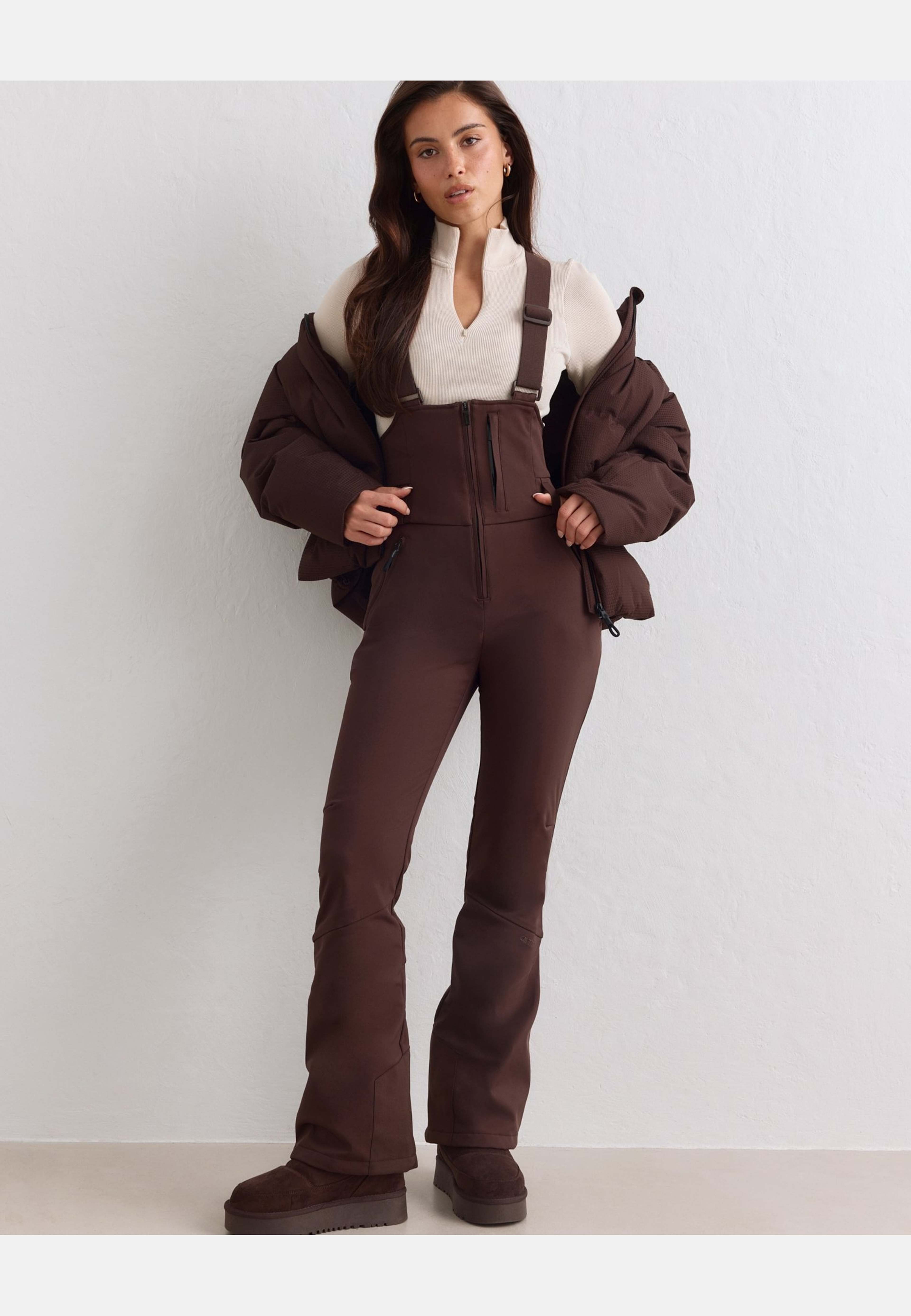 Stretch Thermo Bib Pants, från aim'n, i färgen chocolate. Klicka för att öppna bilden i stort format