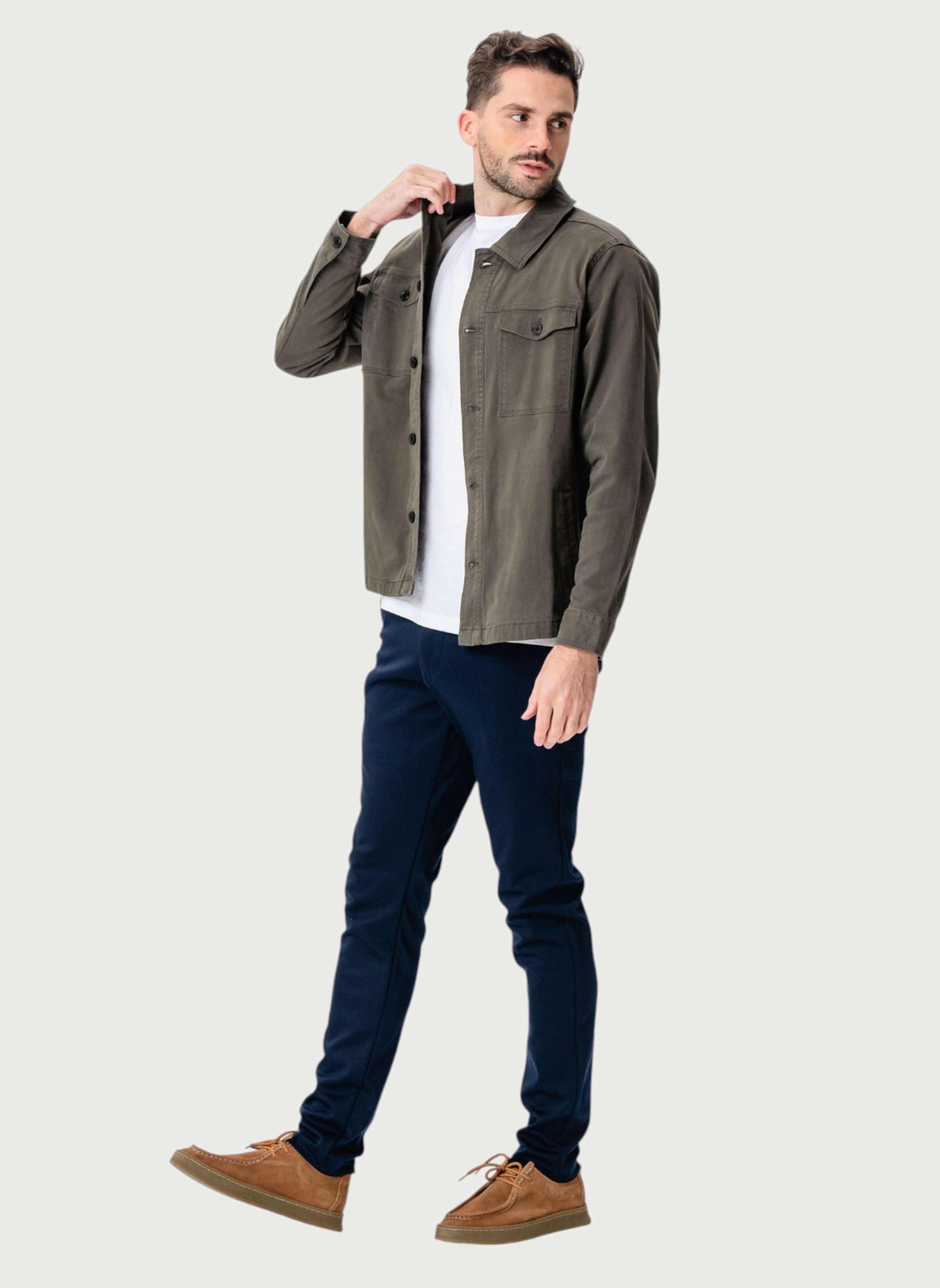 Twill Overshirt, från TeeShoppen, i färgen mörk oliv. Klicka för att öppna bilden i stort format