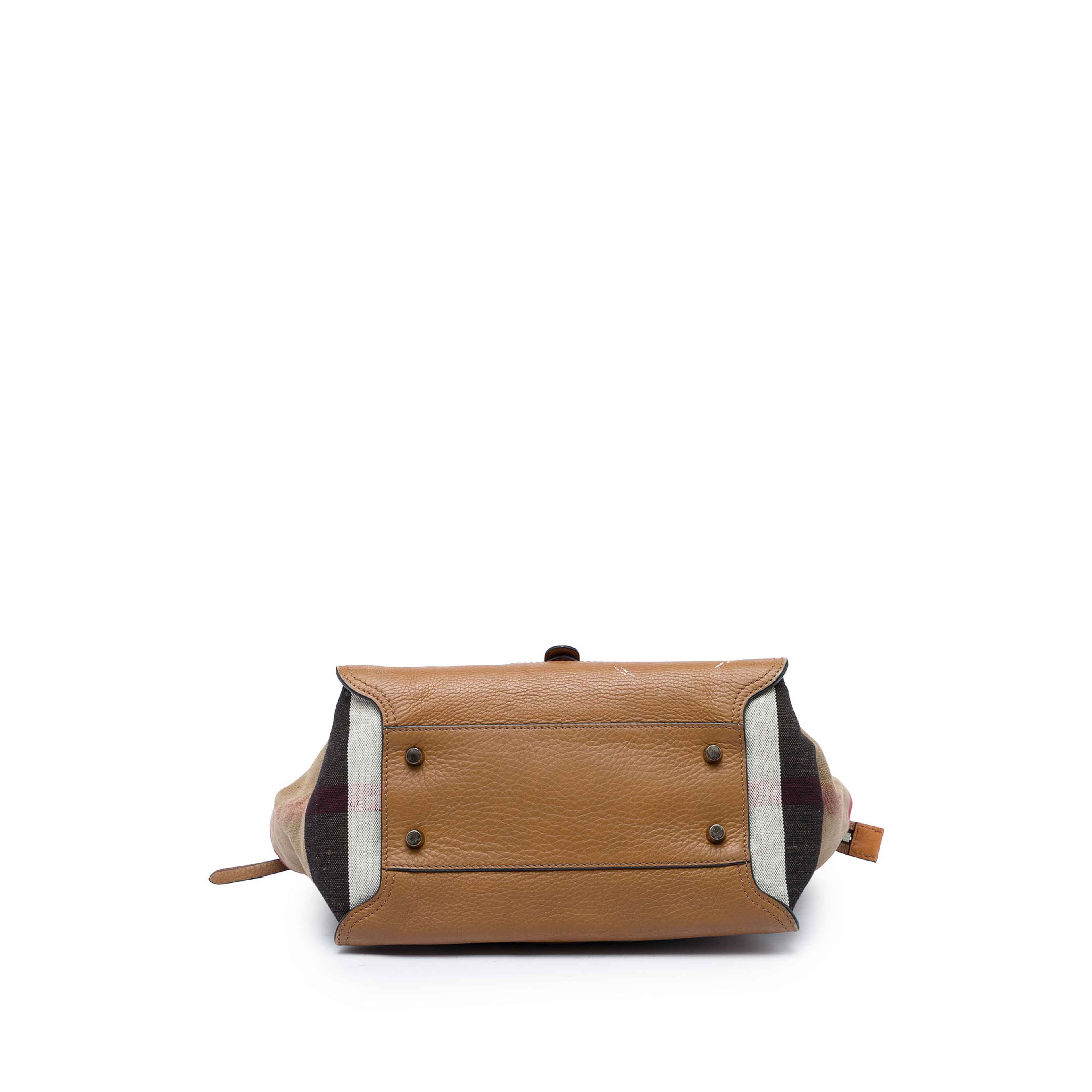Burberry Leather And House Check Canvas Harcourt Satchel, från Luxclusif, i färgen brun. Klicka för att öppna bilden i stort format