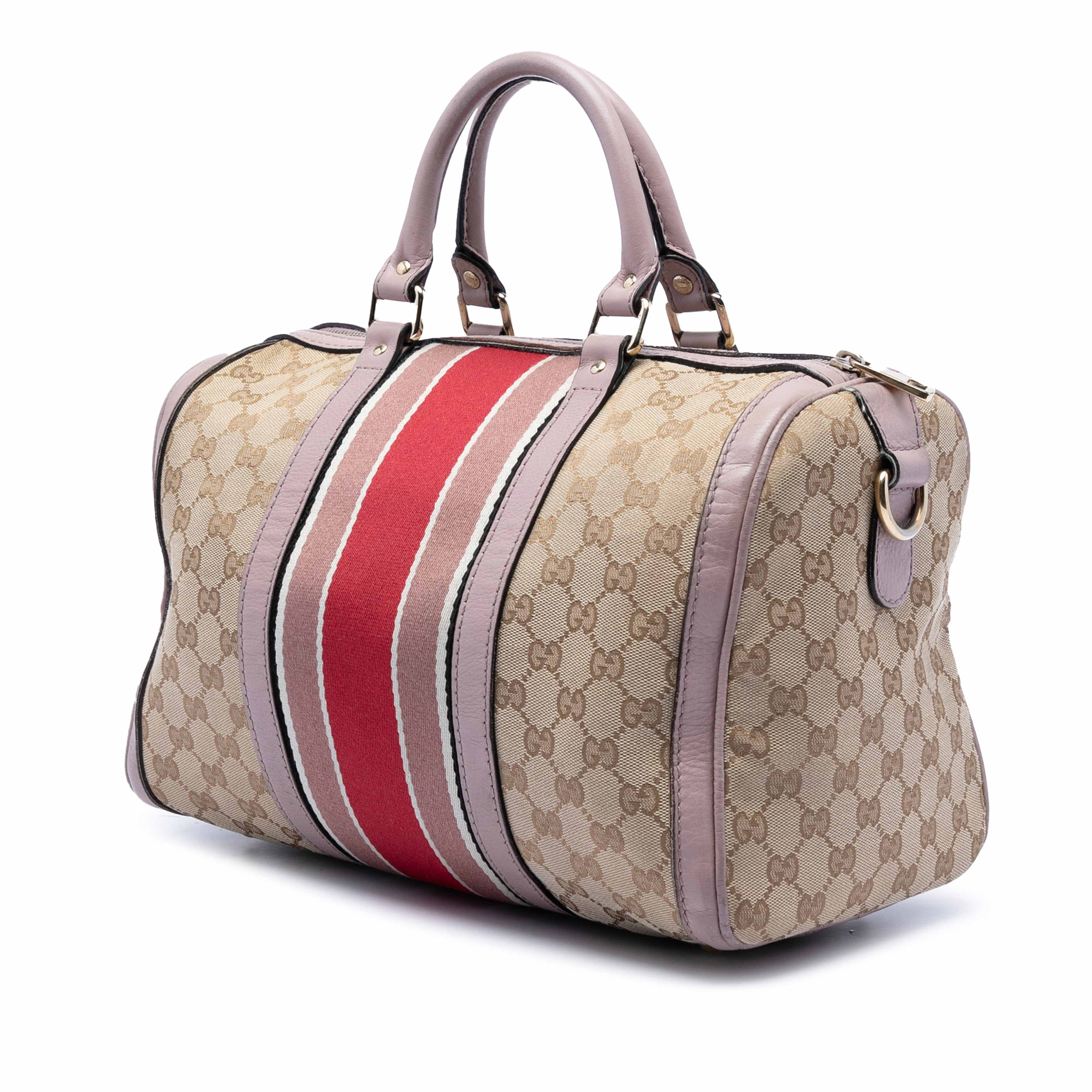 Gucci Medium Gg Canvas Web Joy Boston Bag, från Luxclusif, i färgen beige. Klicka för att öppna bilden i stort format