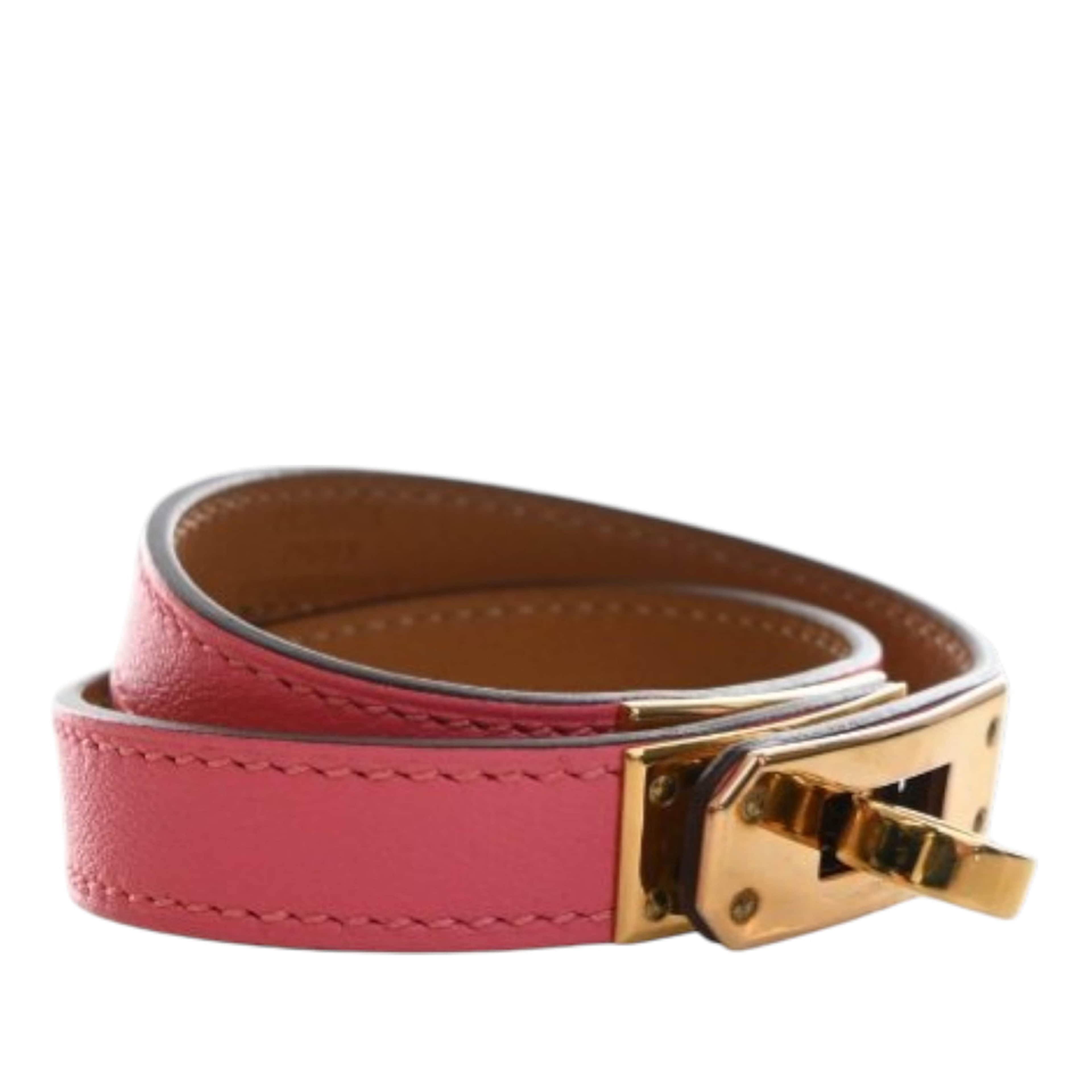 Hermès Swift Kelly Double Tour Bracelet, från Luxclusif, i färgen pink. Klicka för att öppna bilden i stort format