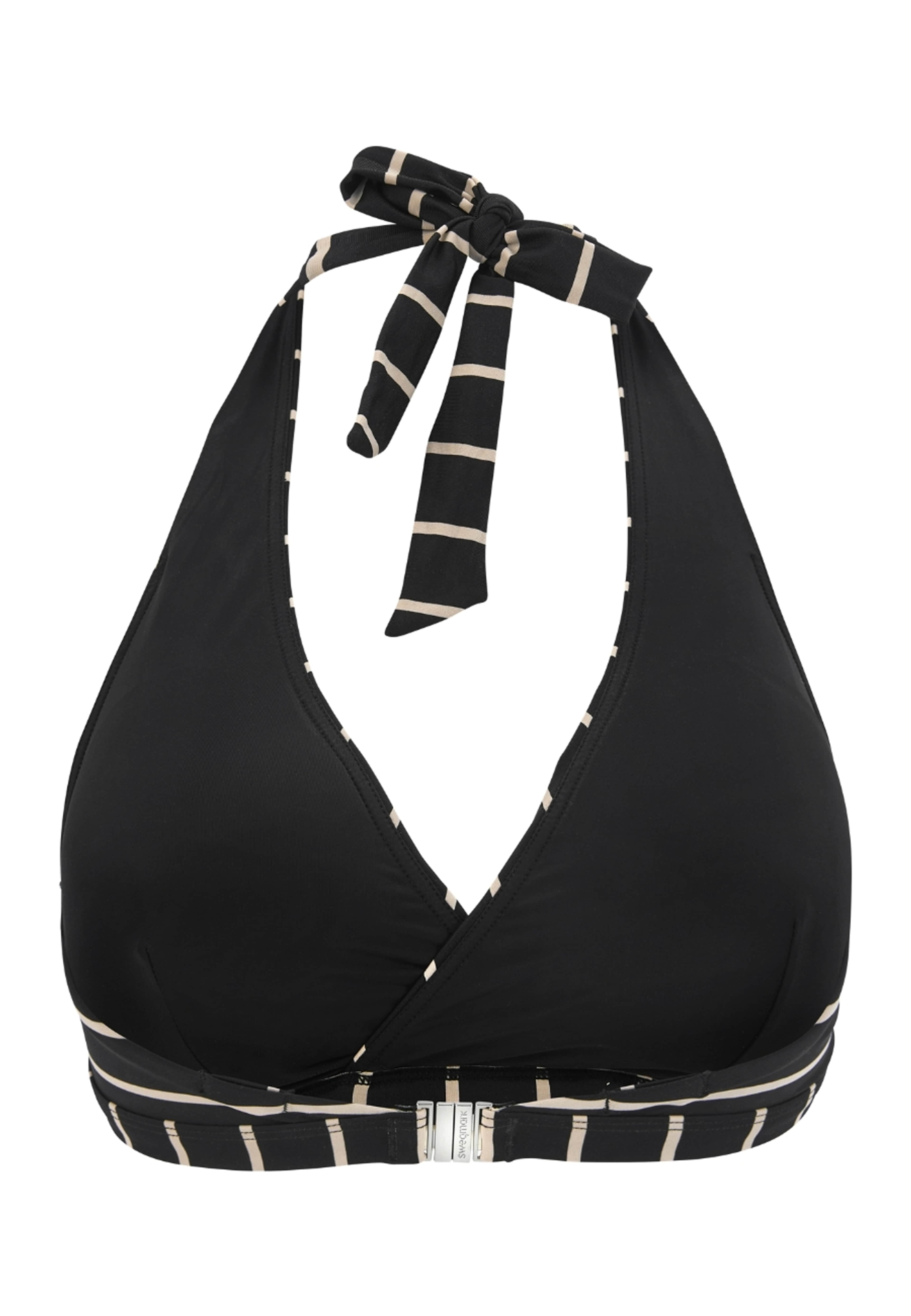 Maui Halterneck Bikini-bh, från Swegmark, i färgen black/beige stripe. Klicka för att öppna bilden i stort format