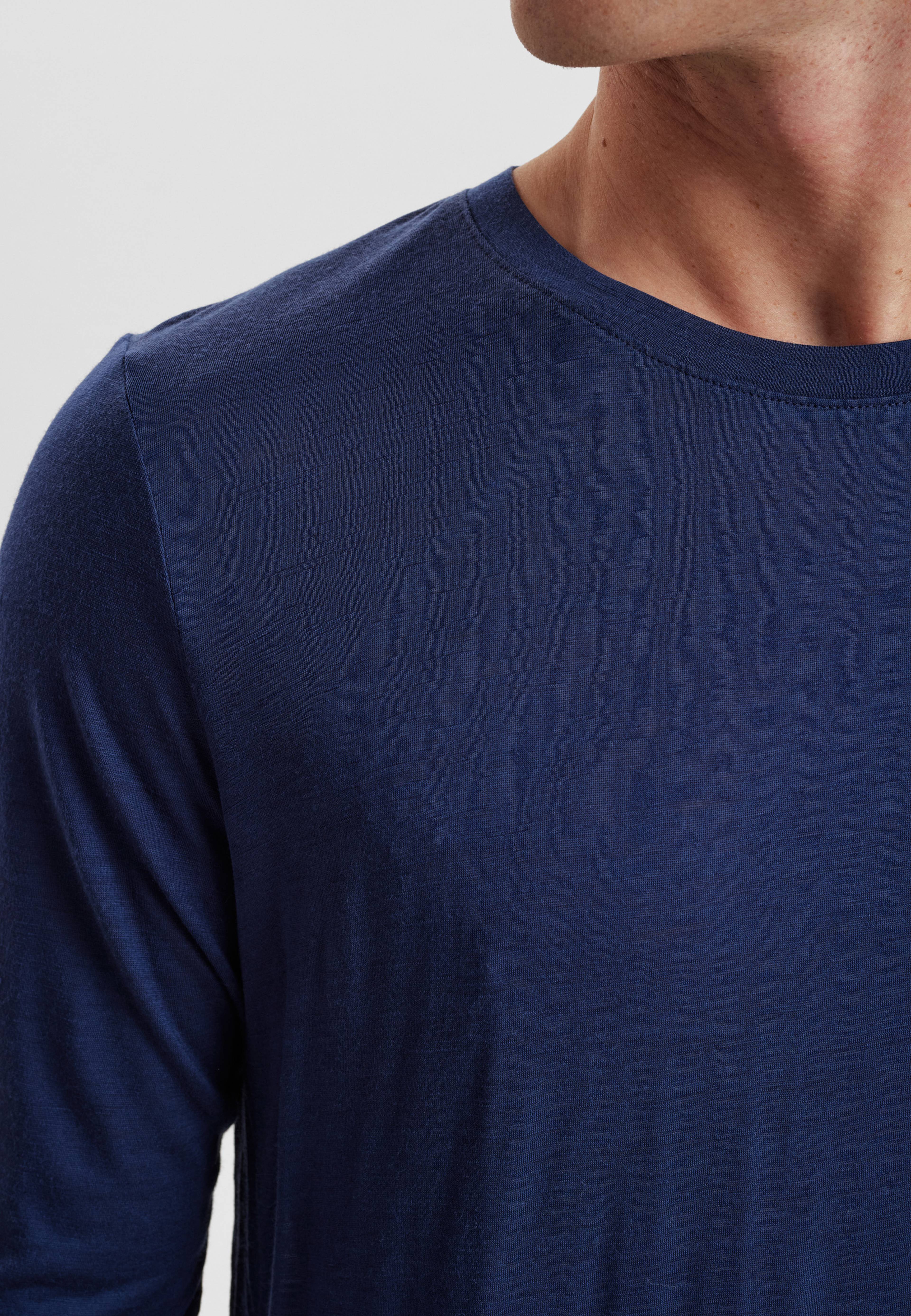 Ekologisk Ull, Langermet T-shirt, Navy