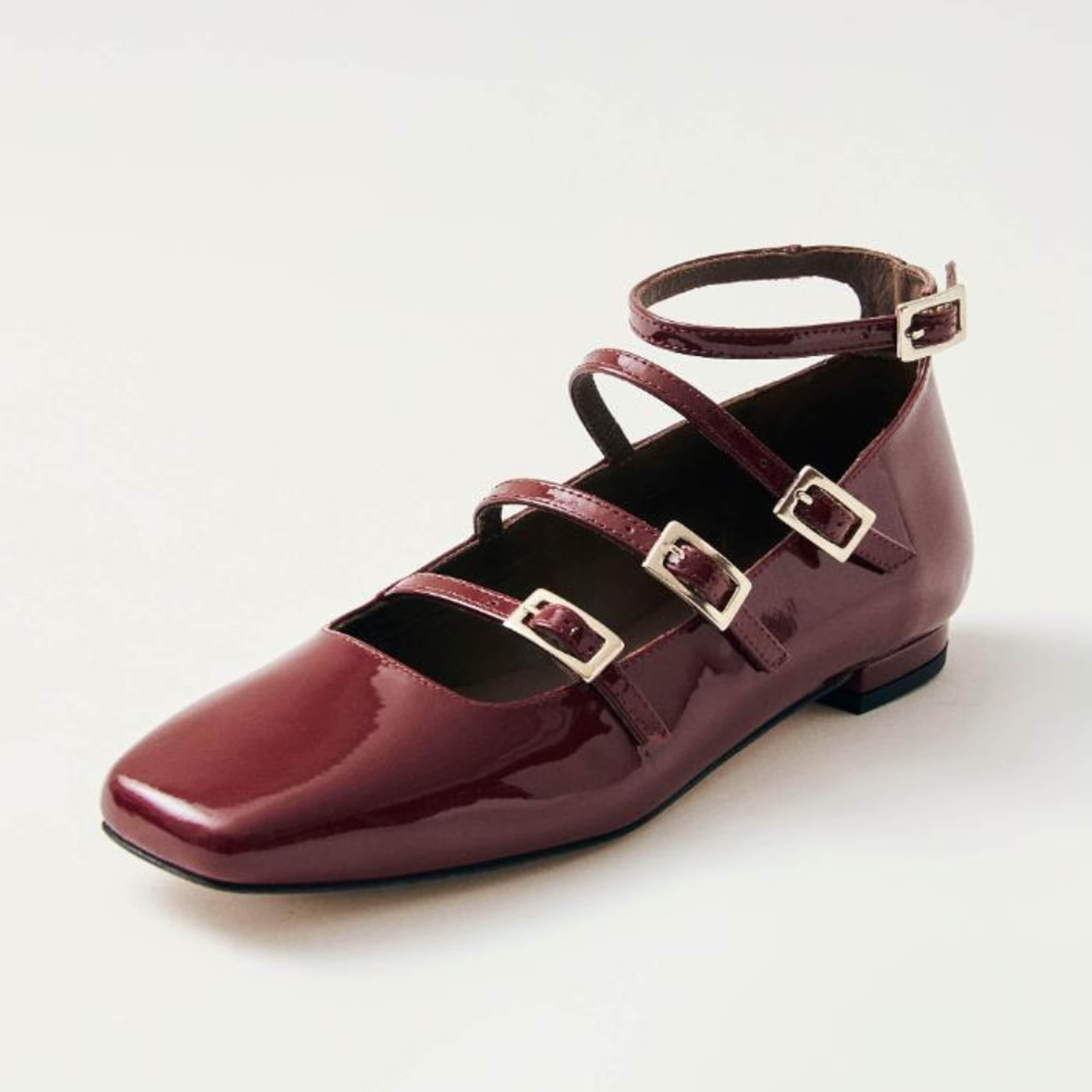 Luke Onix Wine Burgundy Leather Ballet Flats