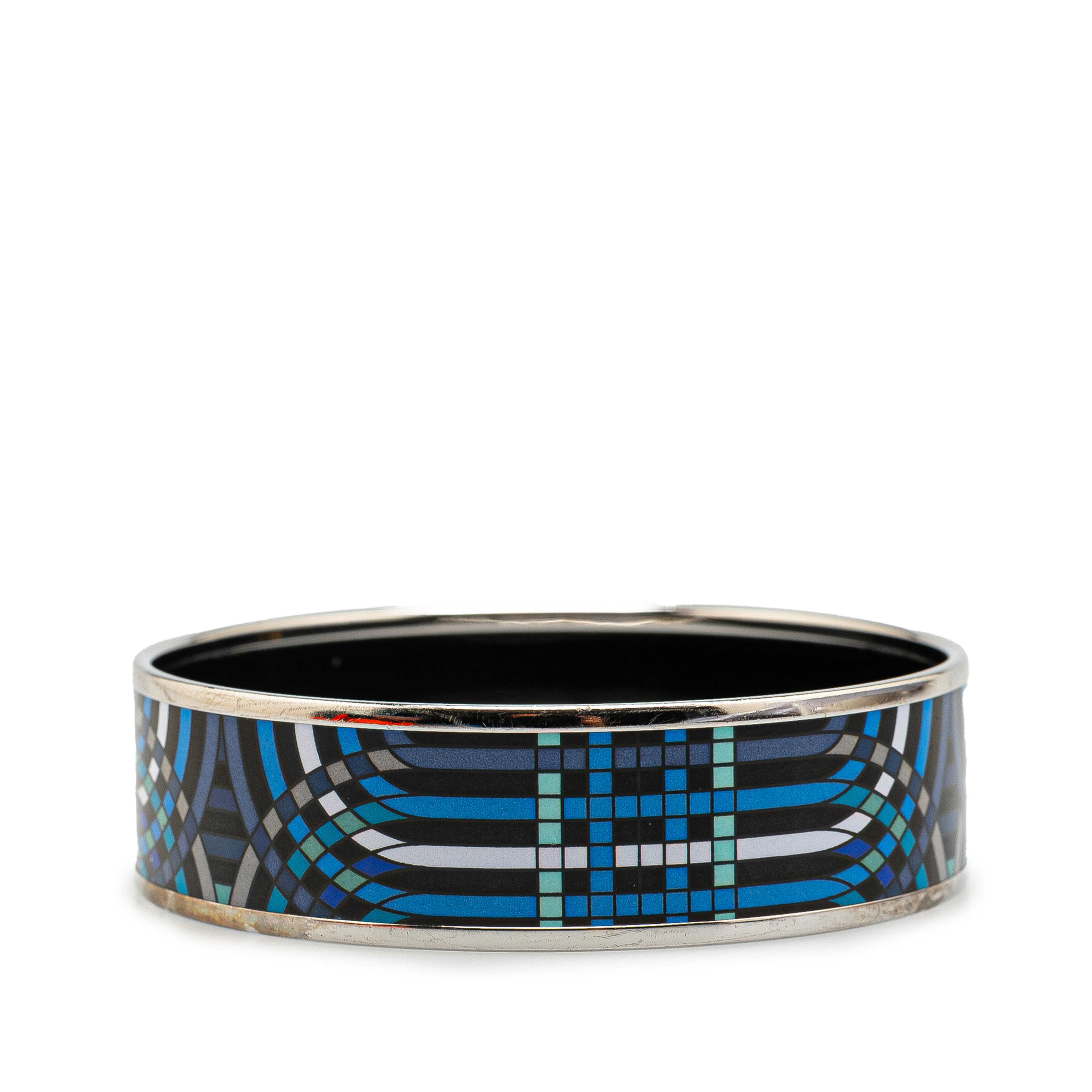 Hermès Wide Geometric Enamel Bangle 65