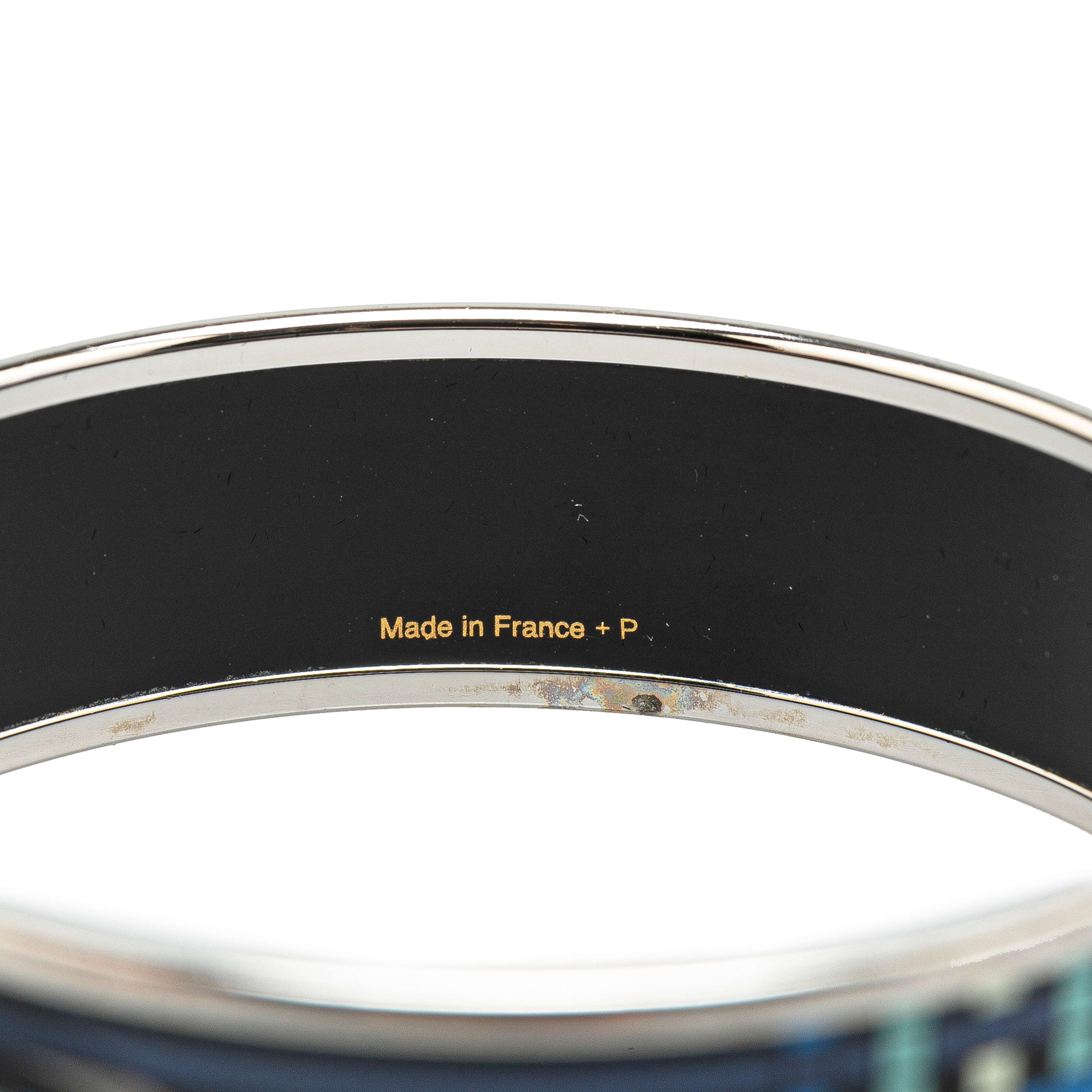 Hermès Wide Geometric Enamel Bangle 65