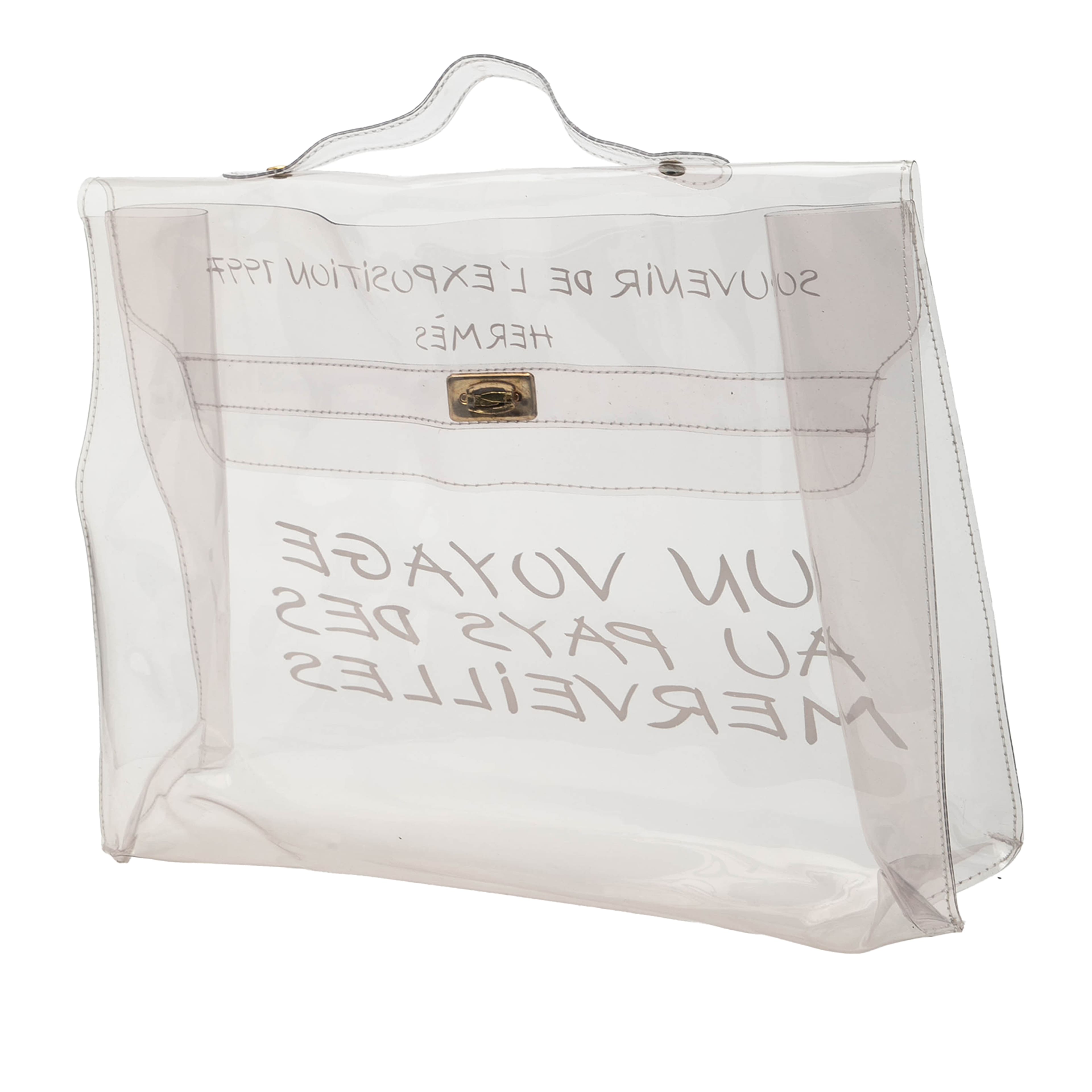 Hermès Vinyl Souvenir De L Exposition Kelly Handbag, från Luxclusif, i färgen white. Klicka för att öppna bilden i stort format