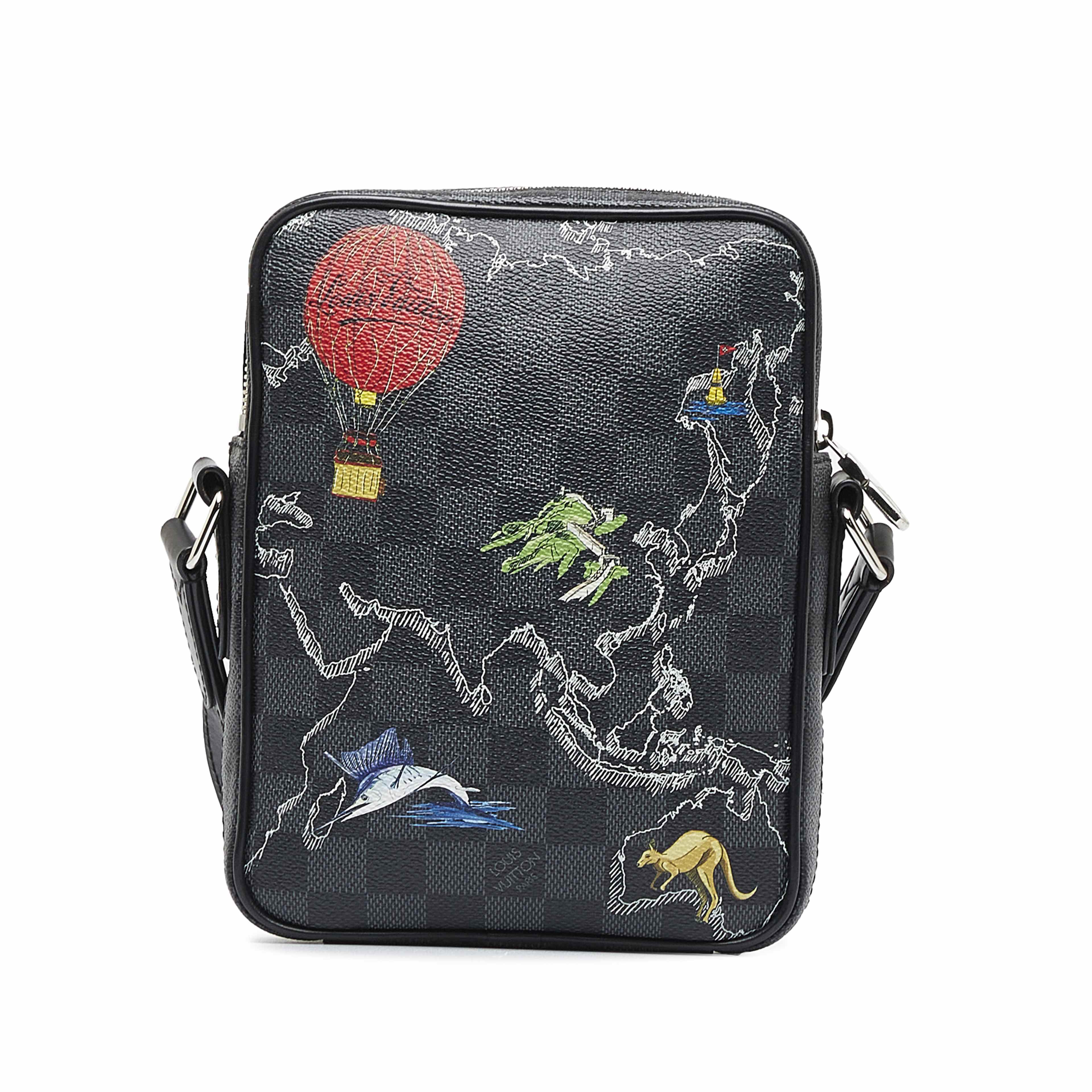 Louis Vuitton Damier Graphite Renaissance Map Danube Slim Pm