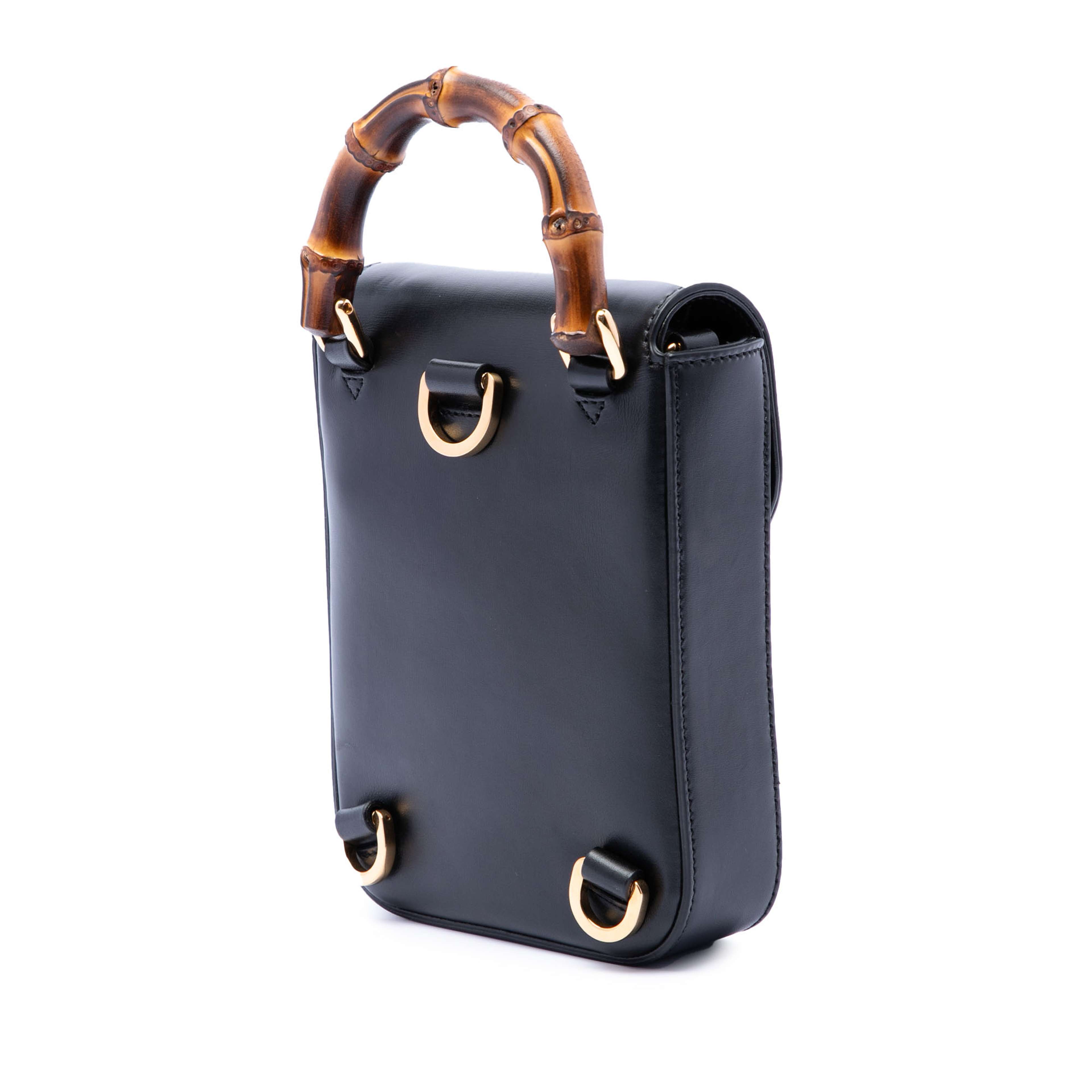 Gucci Mini Calfskin Bamboo Top Handle Bag, från Luxclusif, i färgen svart. Klicka för att öppna bilden i stort format