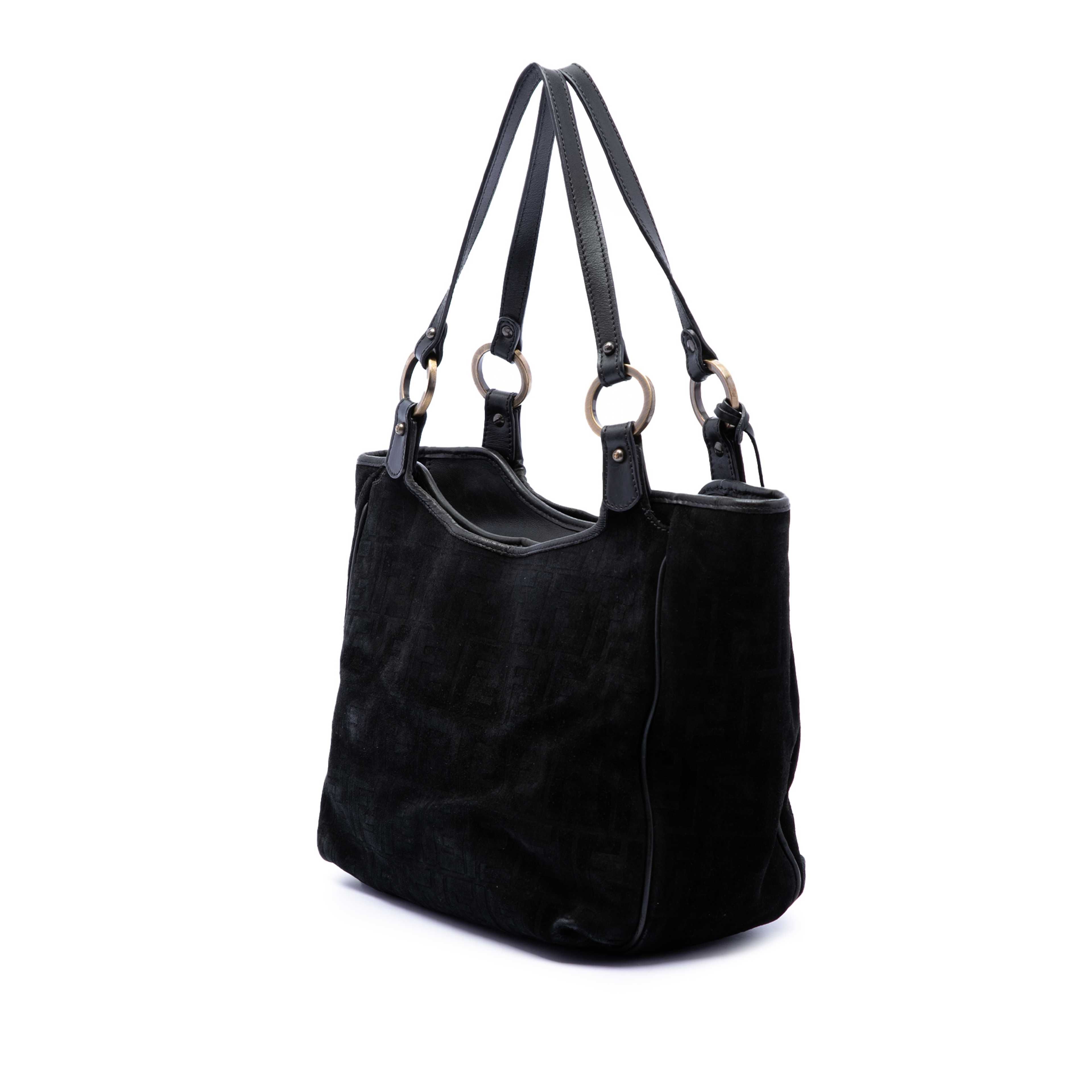 Fendi Zucca Suede Chef Tote, från Luxclusif, i färgen svart. Klicka för att öppna bilden i stort format