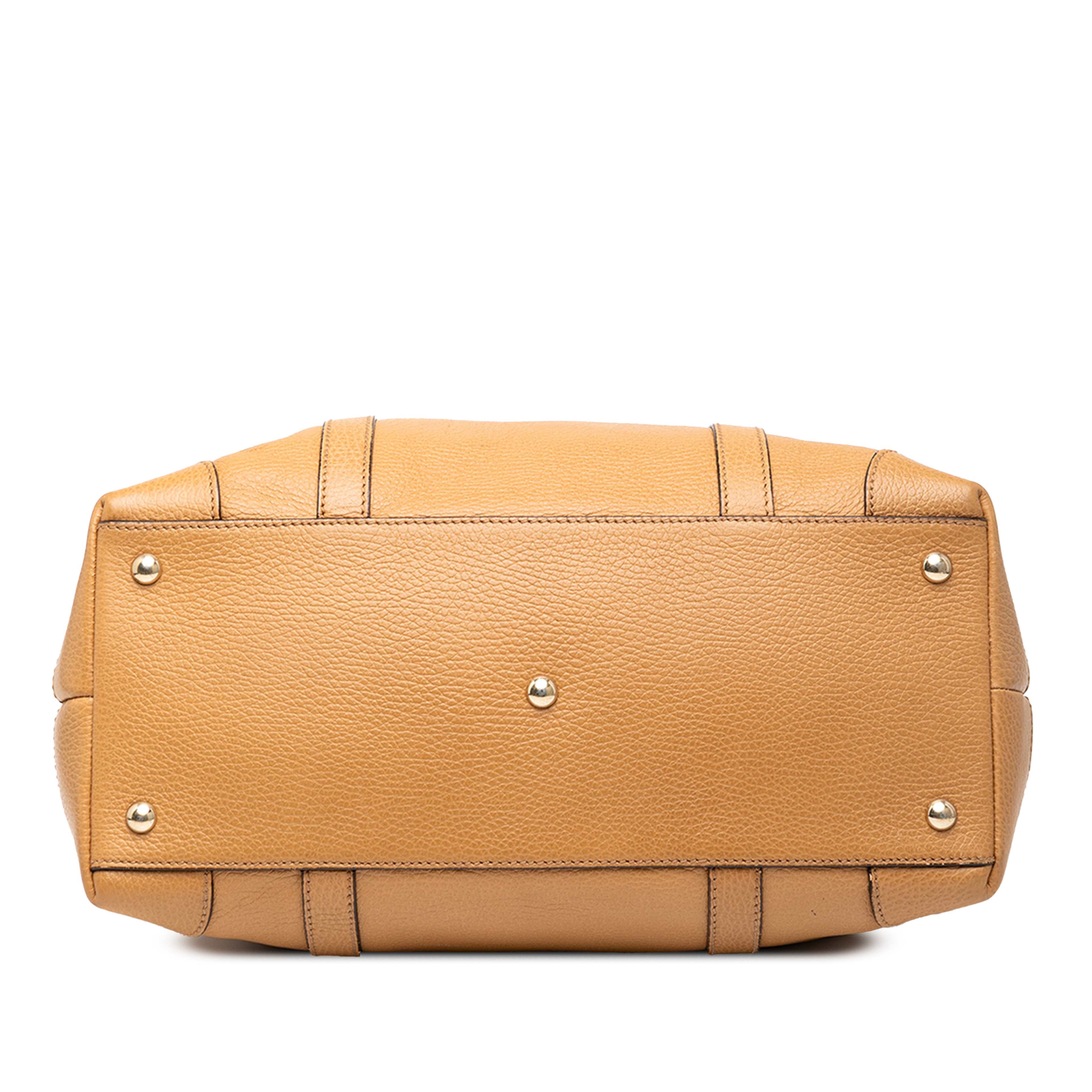 Gucci Large Leather Marrakech Tote, från Luxclusif, i färgen camel. Klicka för att öppna bilden i stort format