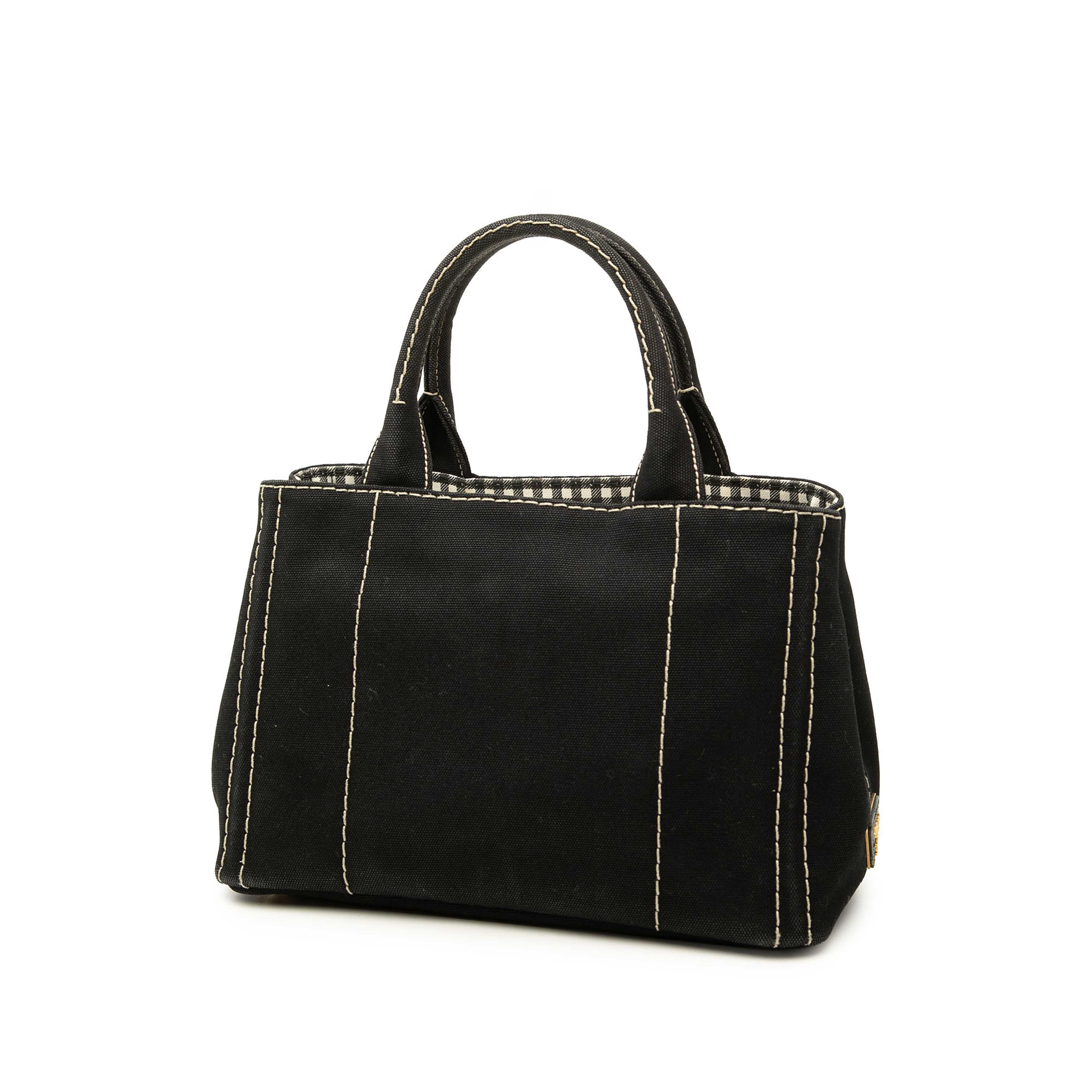Prada Small Canvas Canapa Logo Tote, från Luxclusif, i färgen svart. Klicka för att öppna bilden i stort format
