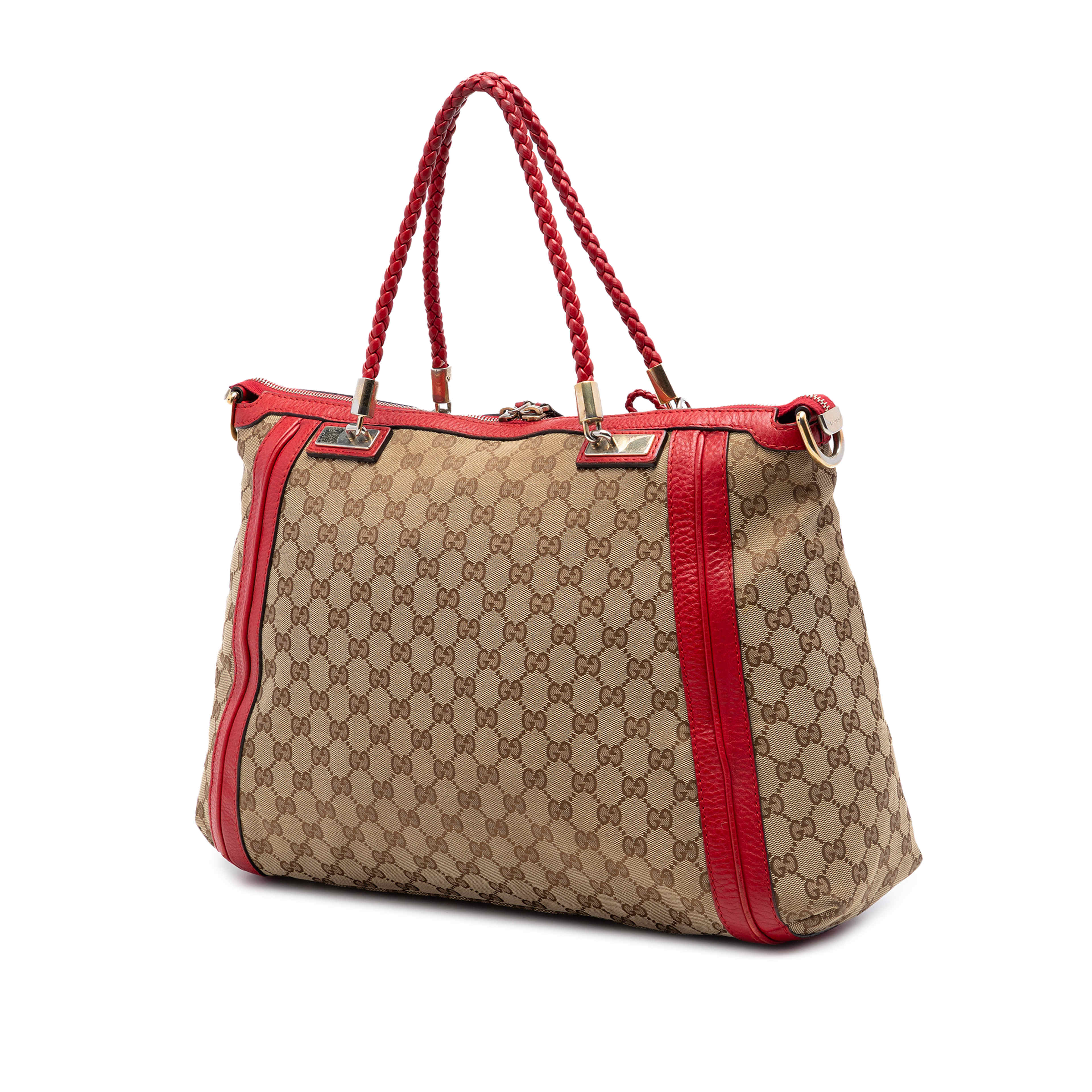 Gucci Gg Canvas Bella Tote, från Luxclusif, i färgen röd. Klicka för att öppna bilden i stort format