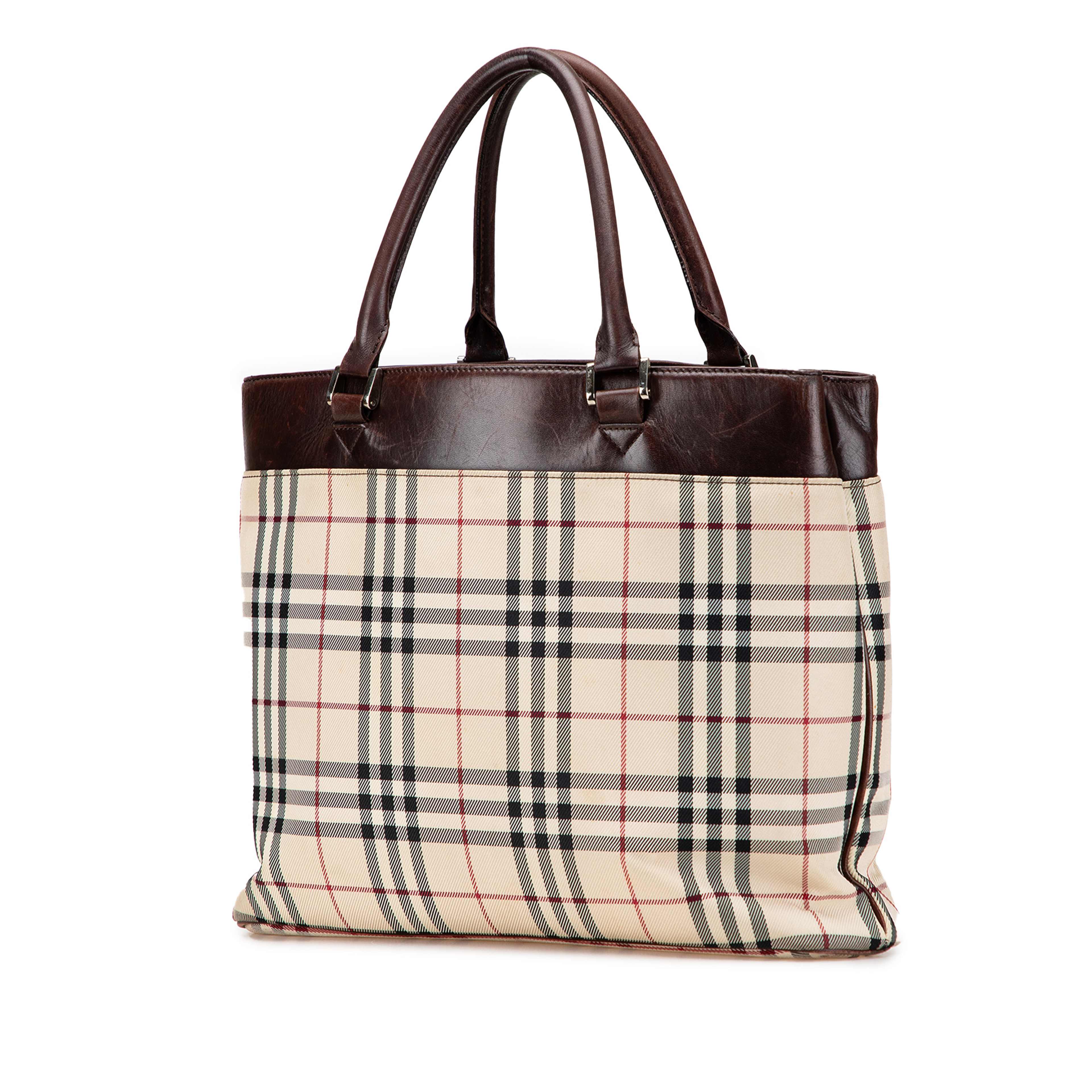 Burberry House Check Canvas Tote, från Luxclusif, i färgen beige. Klicka för att öppna bilden i stort format
