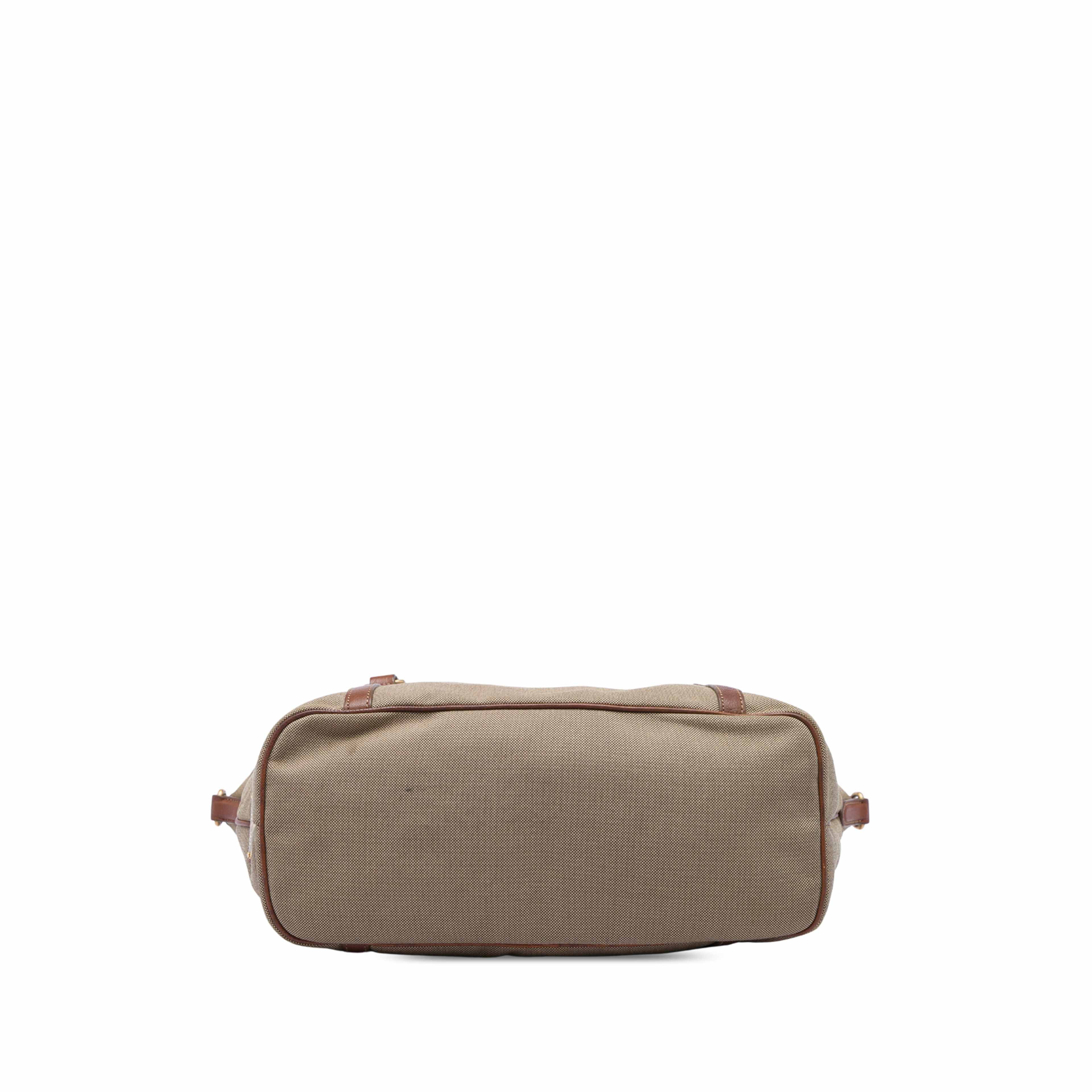 Prada Canvas Canapa Logo Tote, från Luxclusif, i färgen brun. Klicka för att öppna bilden i stort format