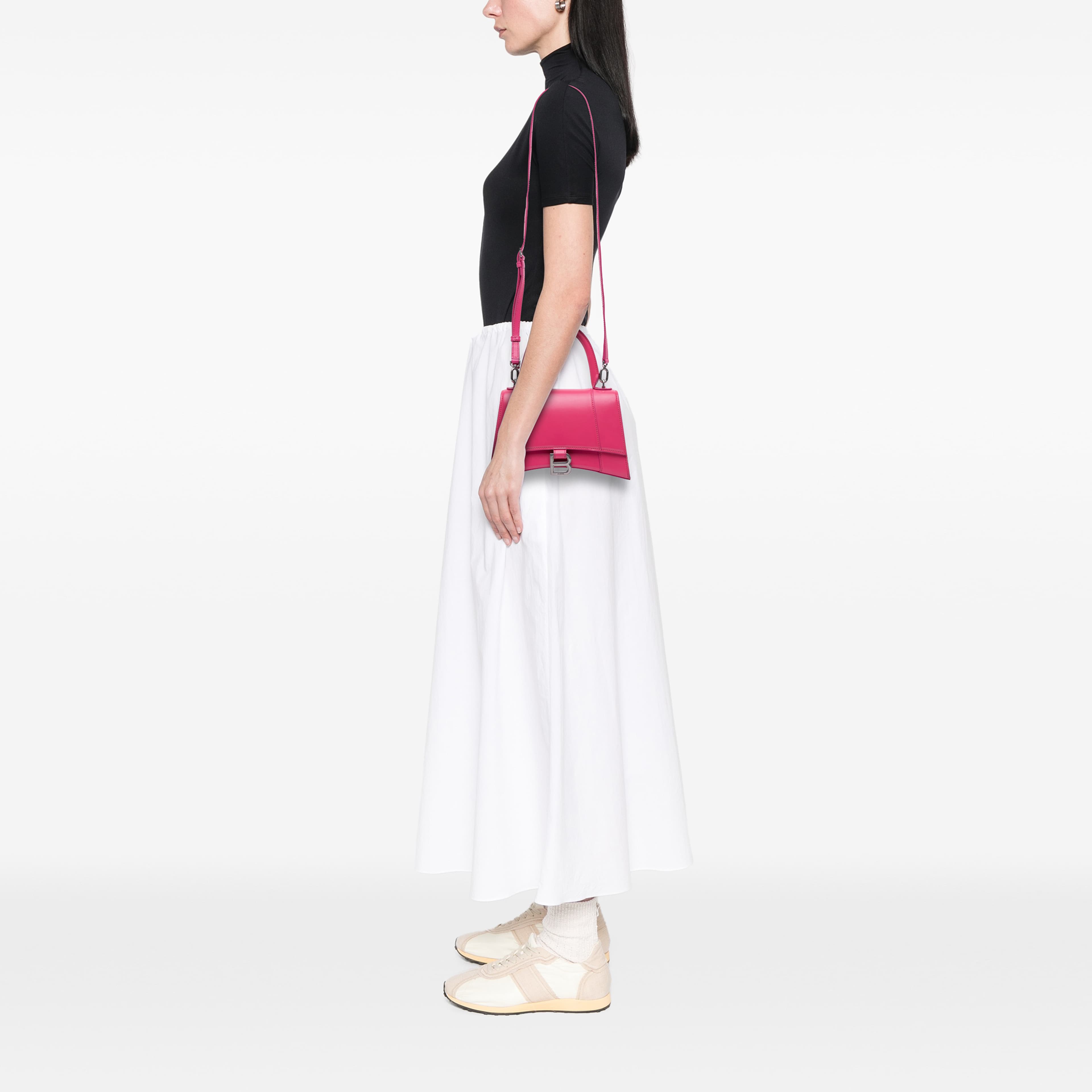 Balenciaga Small Shiny Box Calfskin Hourglass Satchel, från Luxclusif, i färgen rosa. Klicka för att öppna bilden i stort format