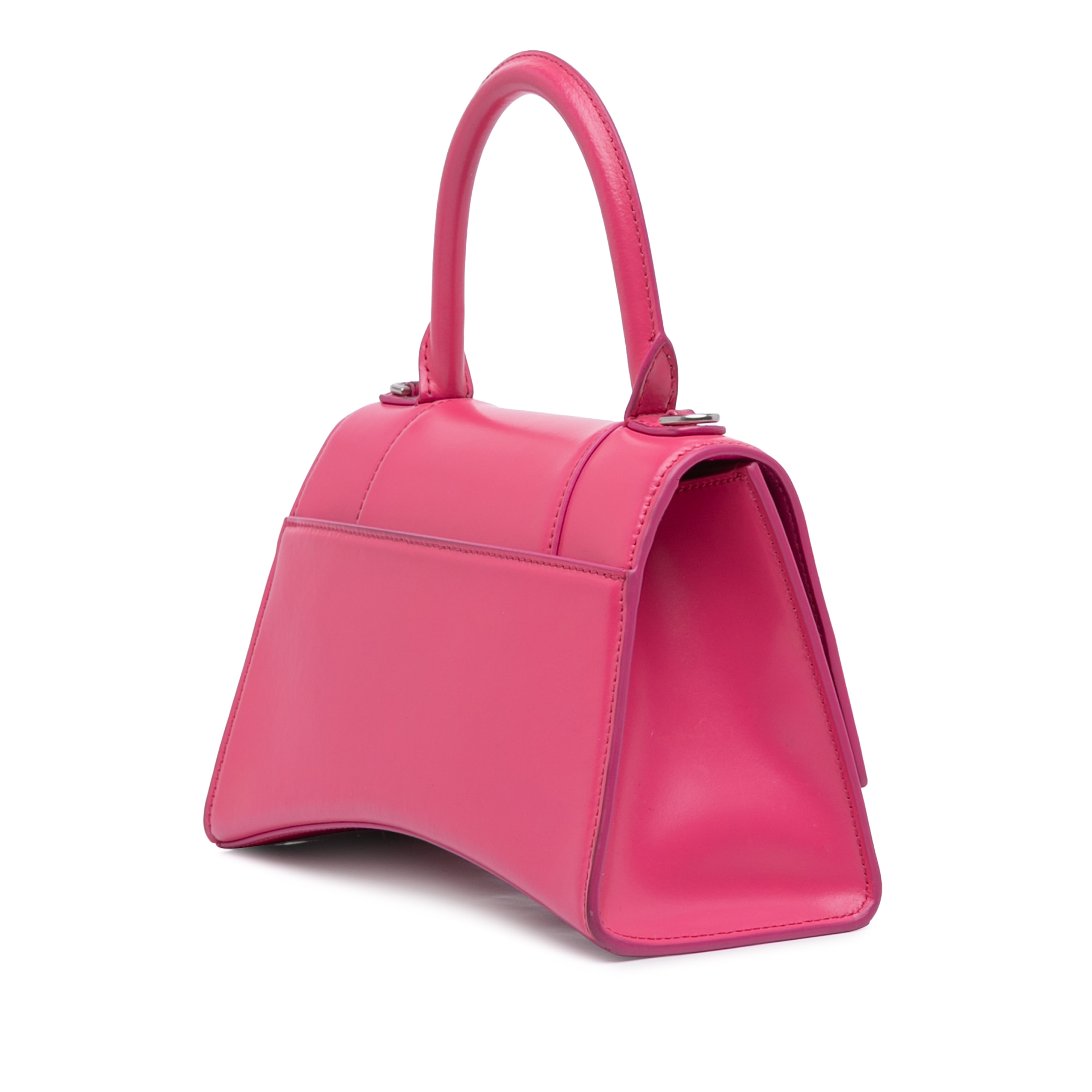 Balenciaga Small Shiny Box Calfskin Hourglass Satchel, från Luxclusif, i färgen hot pink. Klicka för att öppna bilden i stort format