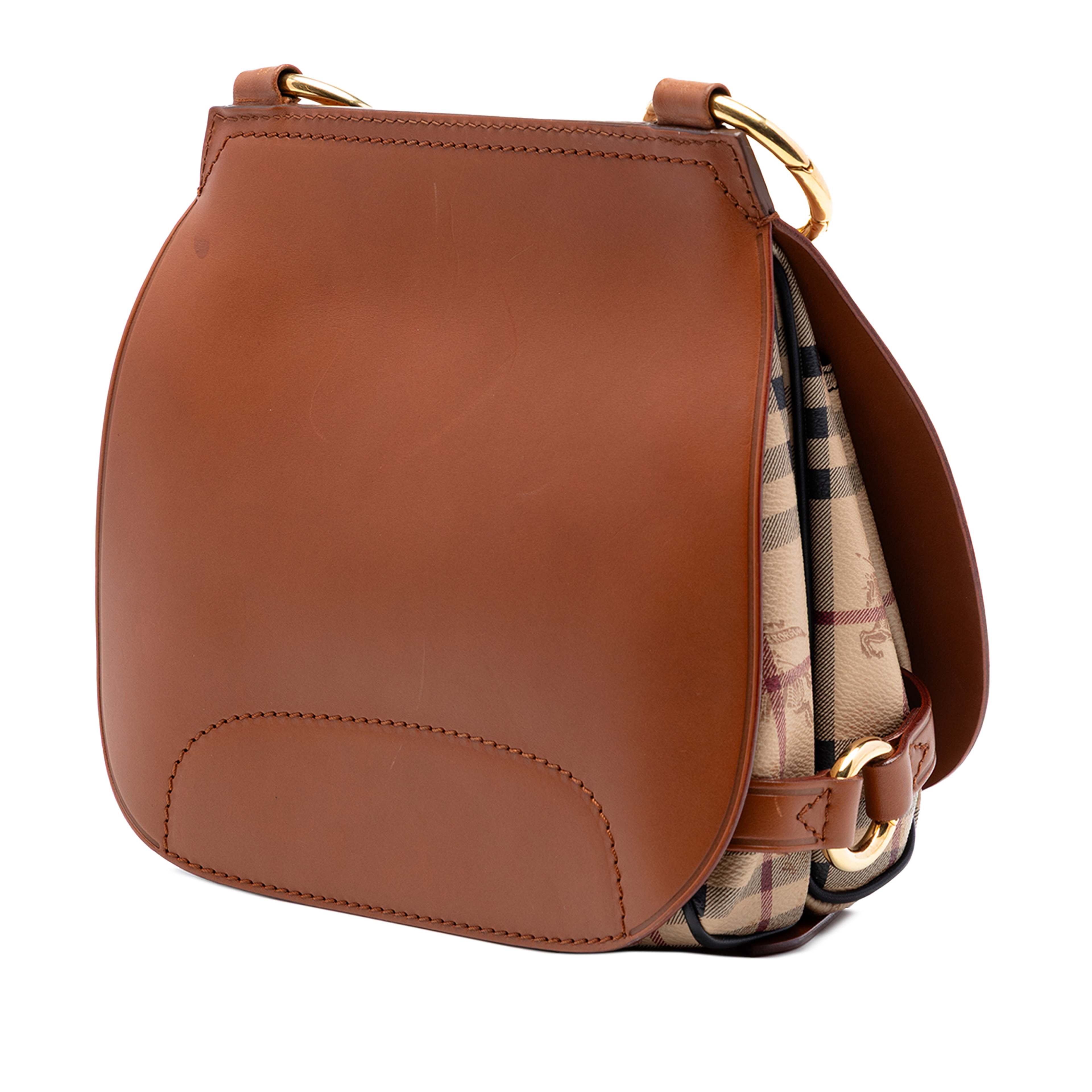 Burberry Large Leather And Haymarket Check Coated Canvas Bridle Saddle Crossbody, från Luxclusif, i färgen brown. Klicka för att öppna bilden i stort format