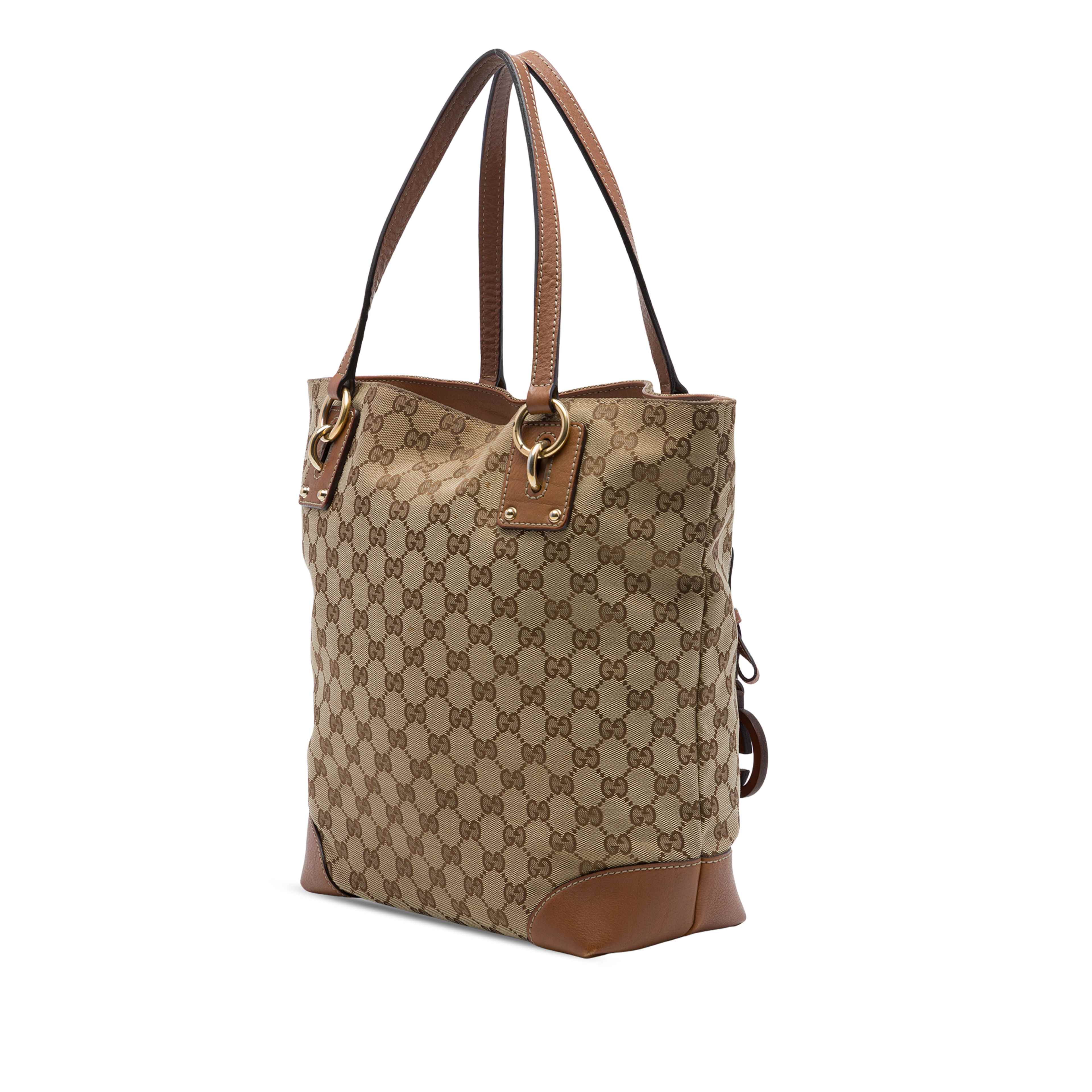 Gucci Gg Canvas Gg Charm Tote, från Luxclusif, i färgen beige. Klicka för att öppna bilden i stort format