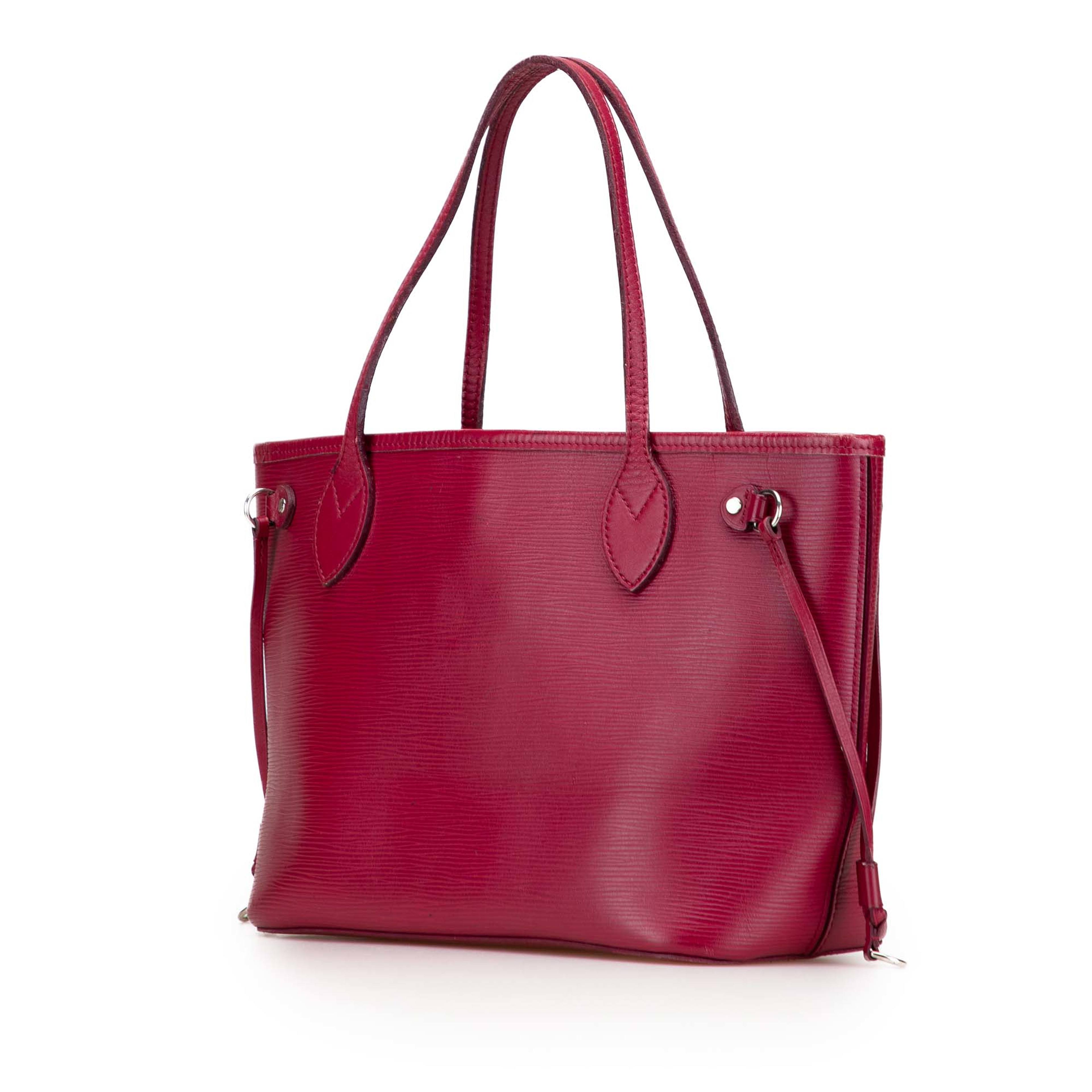 Louis Vuitton Epi Neverfull Pm, från Luxclusif, i färgen dark pink. Klicka för att öppna bilden i stort format