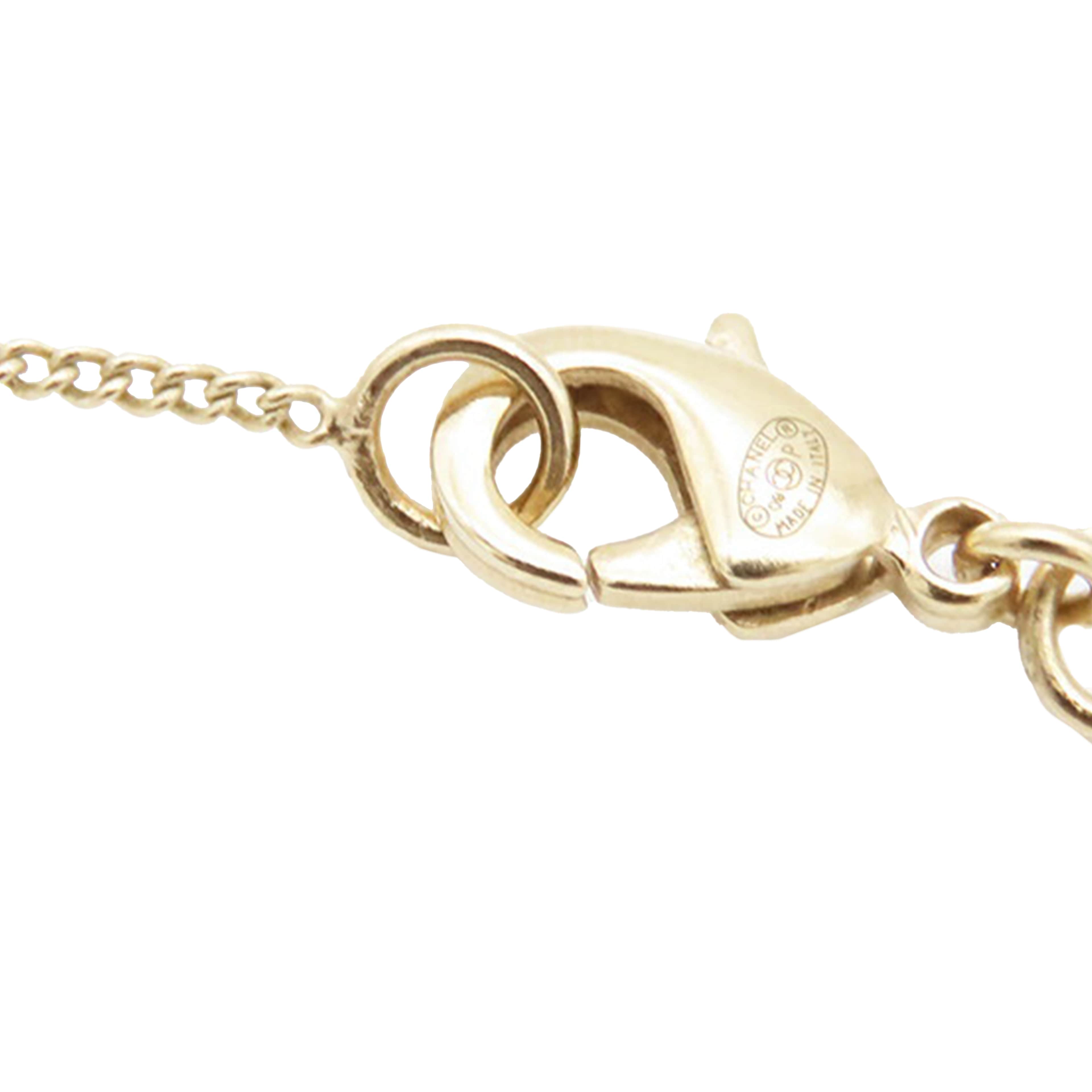 Chanel Gold Plated Cc Rhinestones Pendant Necklace