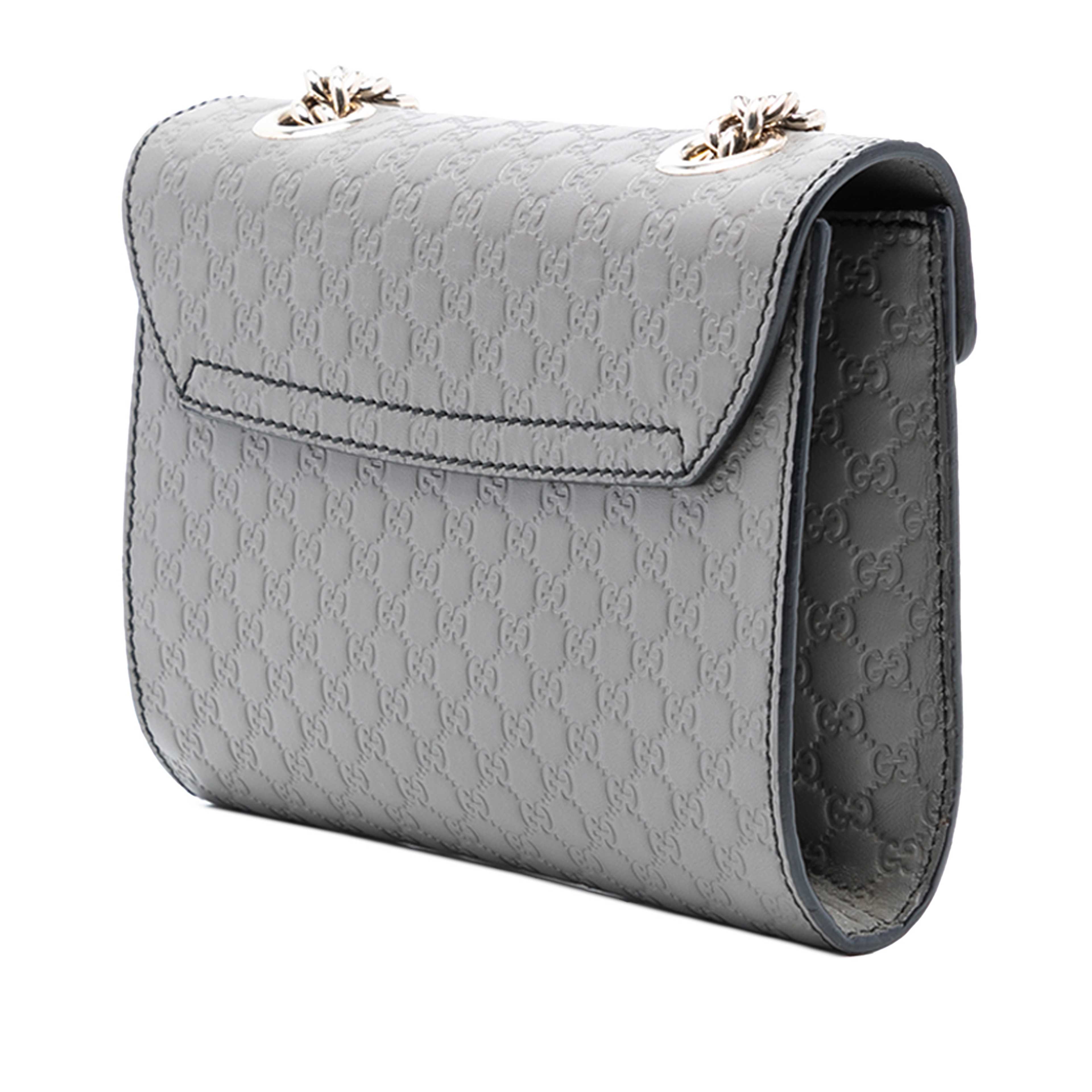 Gucci Mini Microguccissima Emily Crossbody, från Luxclusif, i färgen gray. Klicka för att öppna bilden i stort format