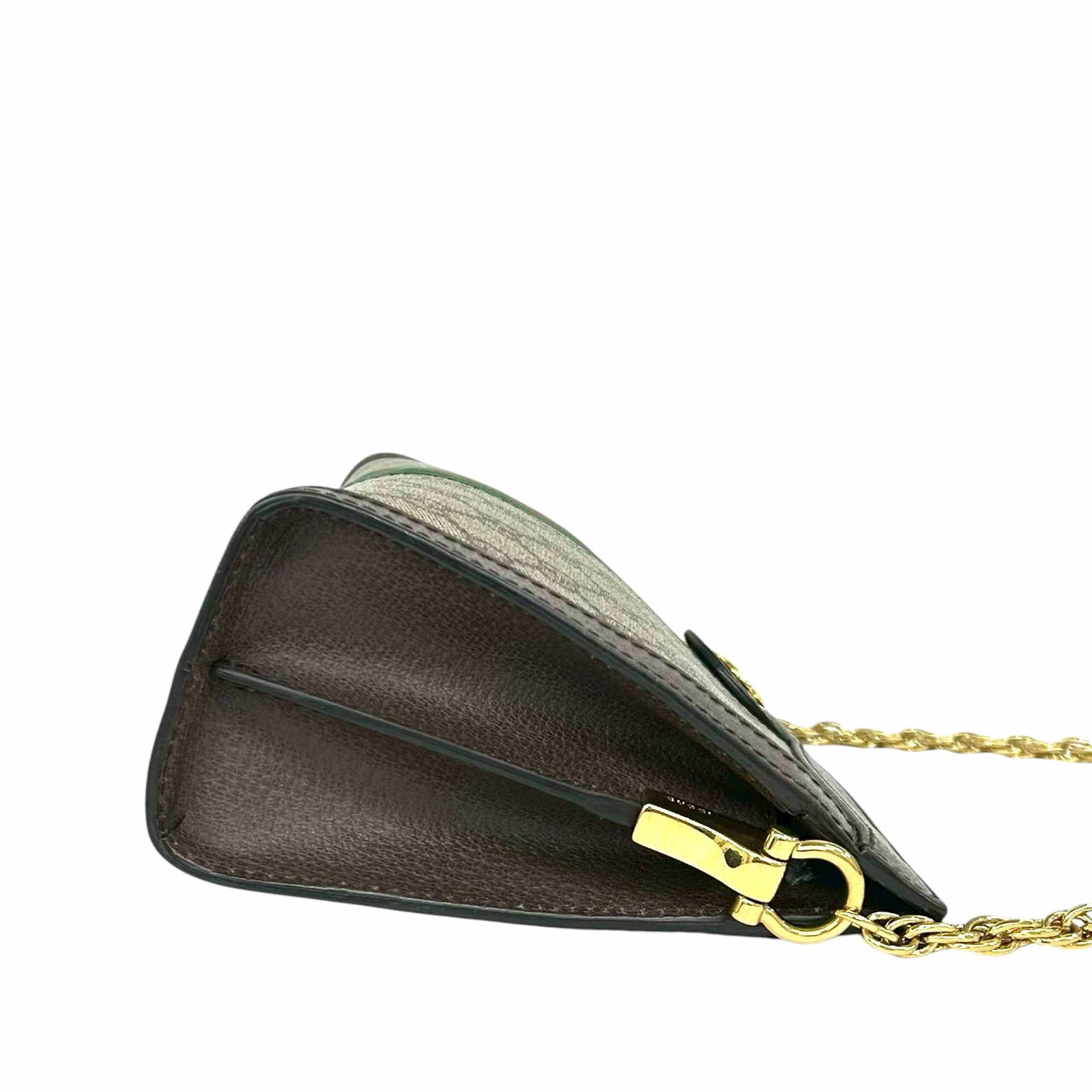 Gucci Small Gg Supreme Web Ophidia Chain Crossbody, från Luxclusif, i färgen beige. Klicka för att öppna bilden i stort format