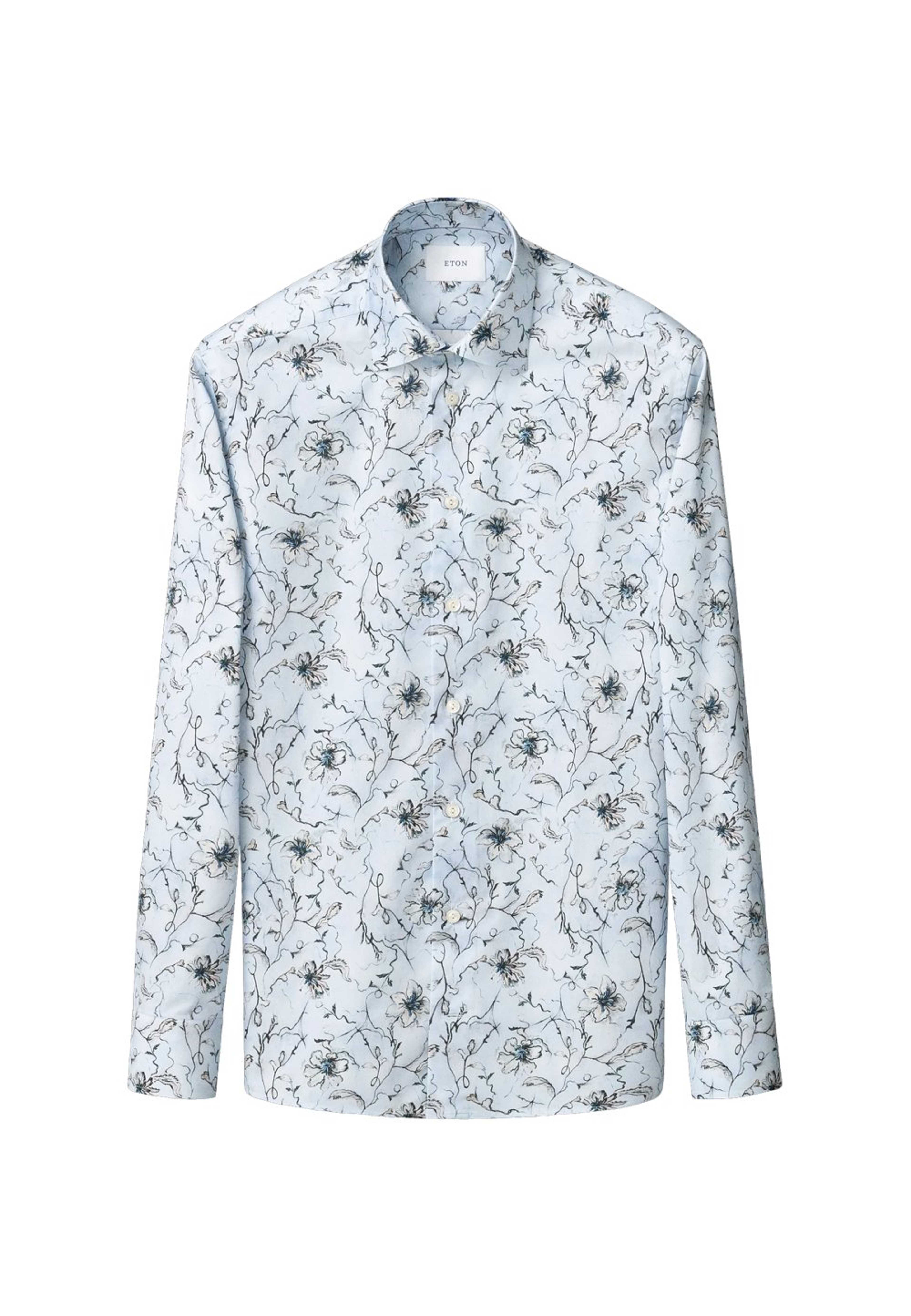 Blommig Skjorta I Signature Twill Contemporary Fit