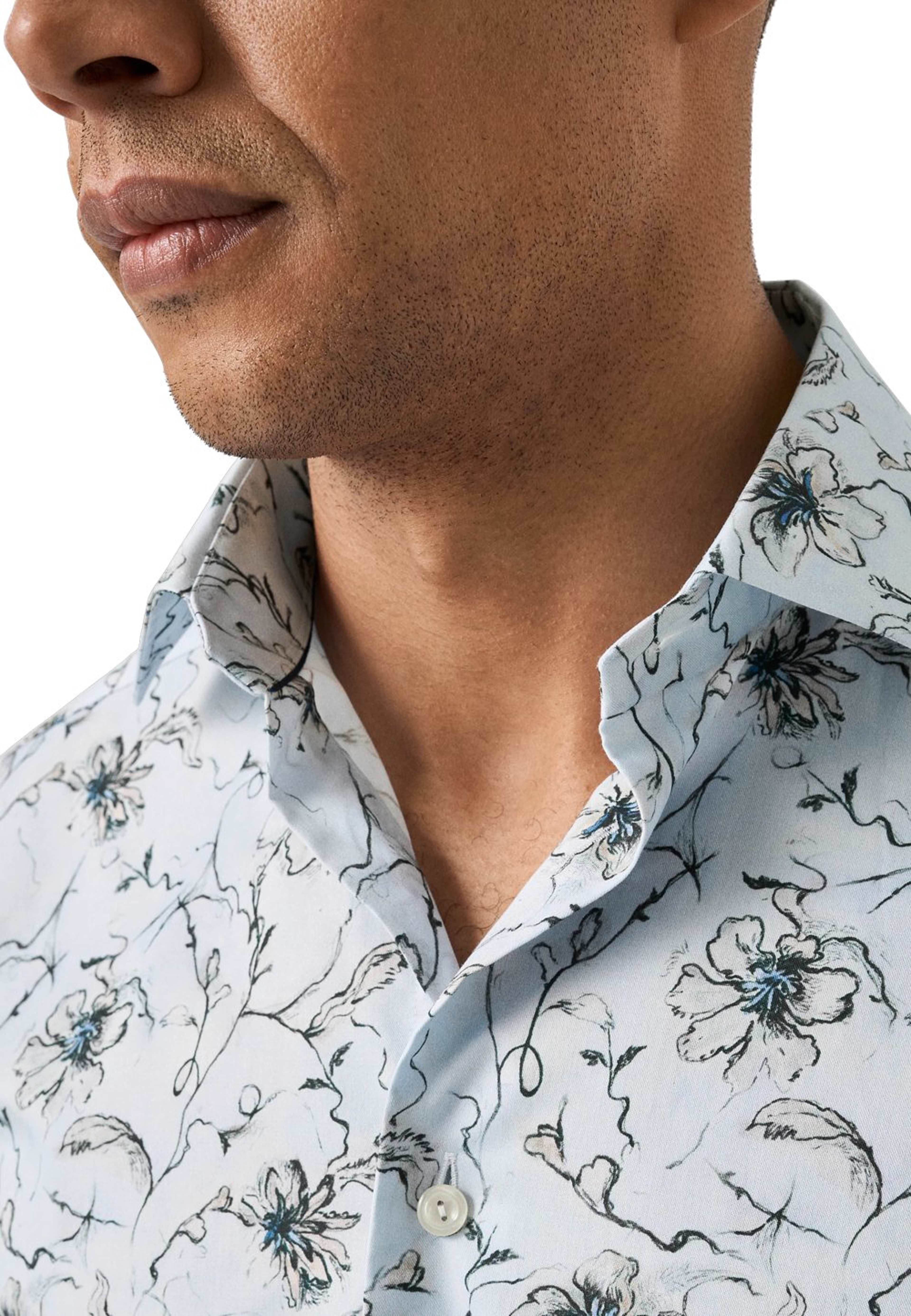 Blommig Skjorta I Signature Twill Contemporary Fit
