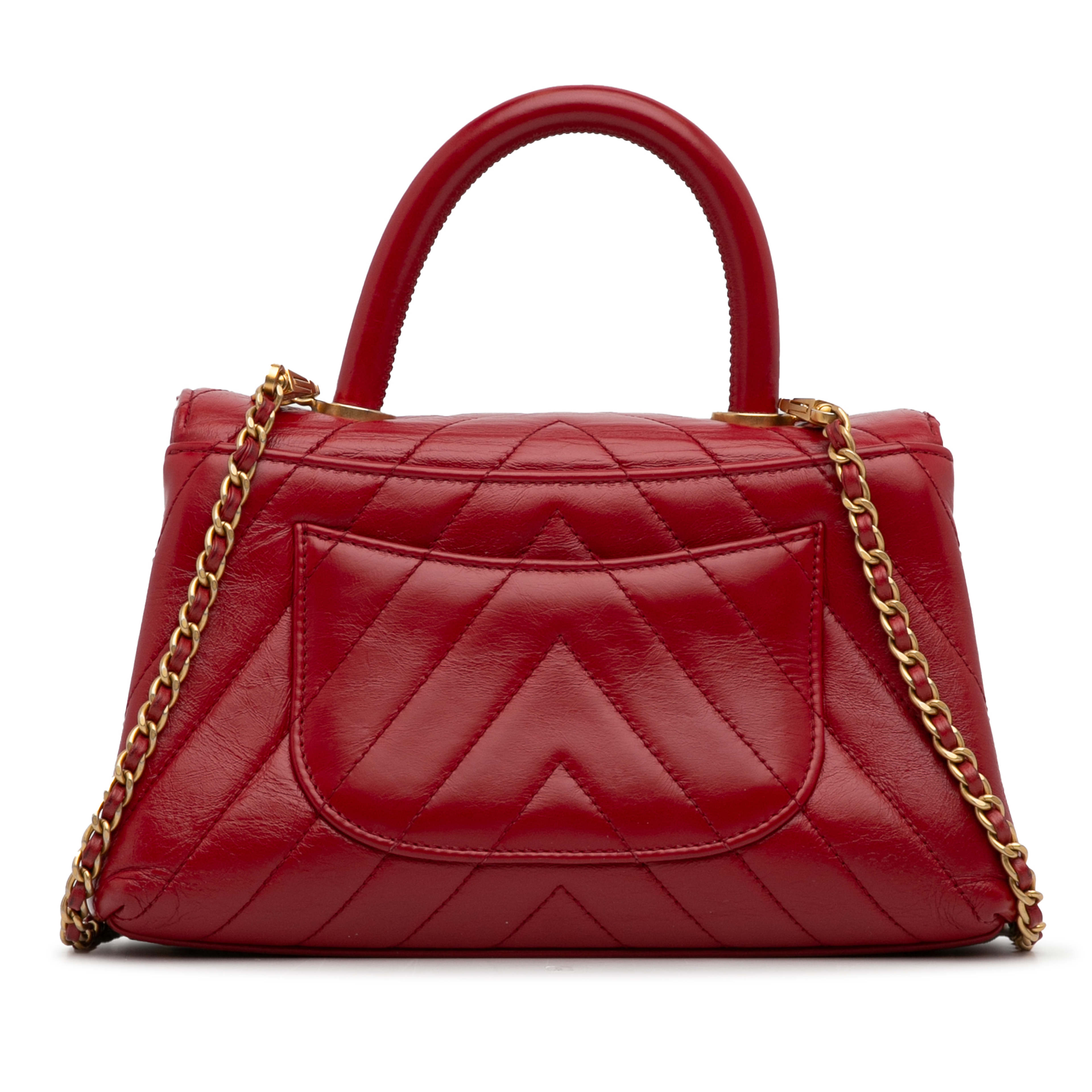 Chanel Small Lambskin Chevron Coco Top Handle Bag