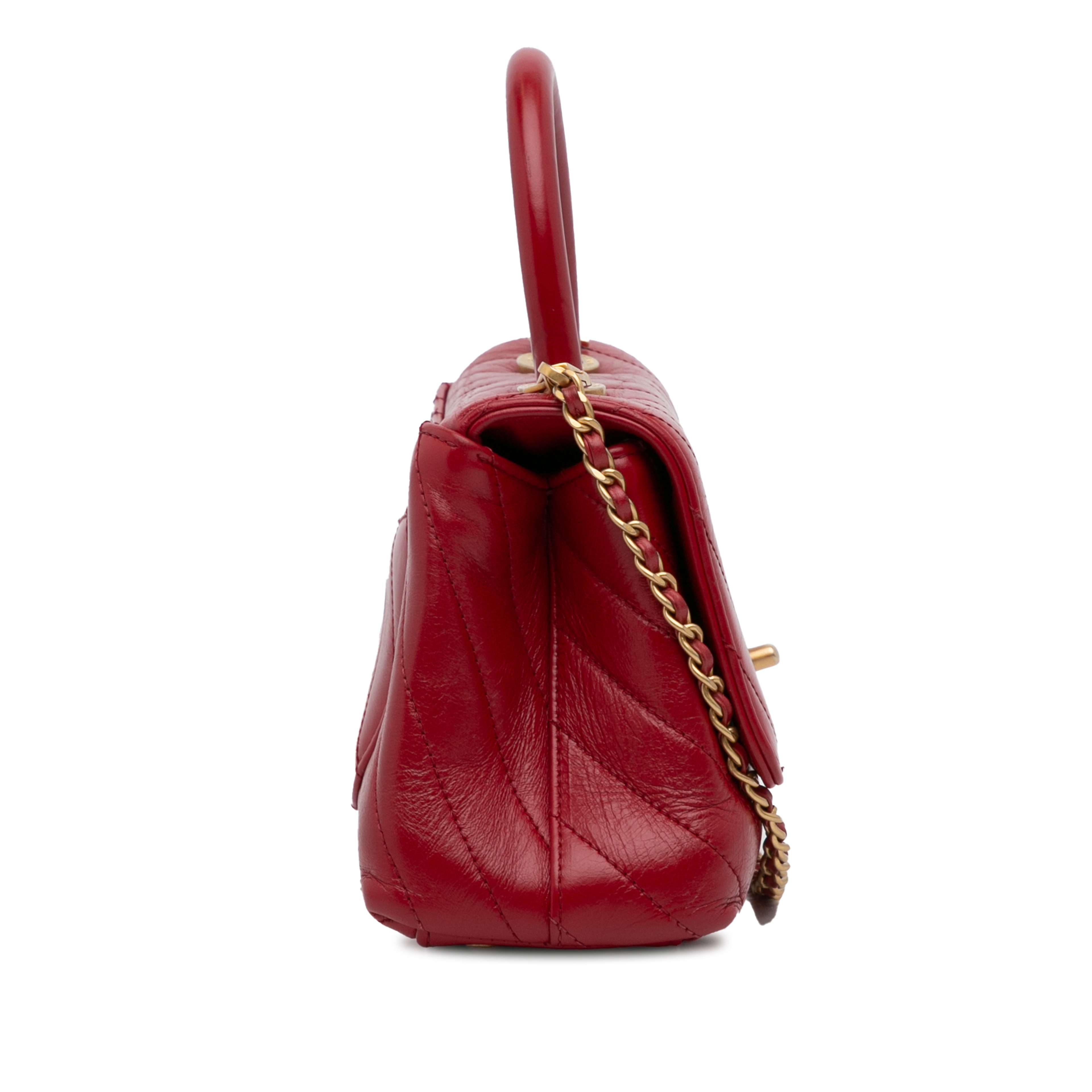 Chanel Small Lambskin Chevron Coco Top Handle Bag