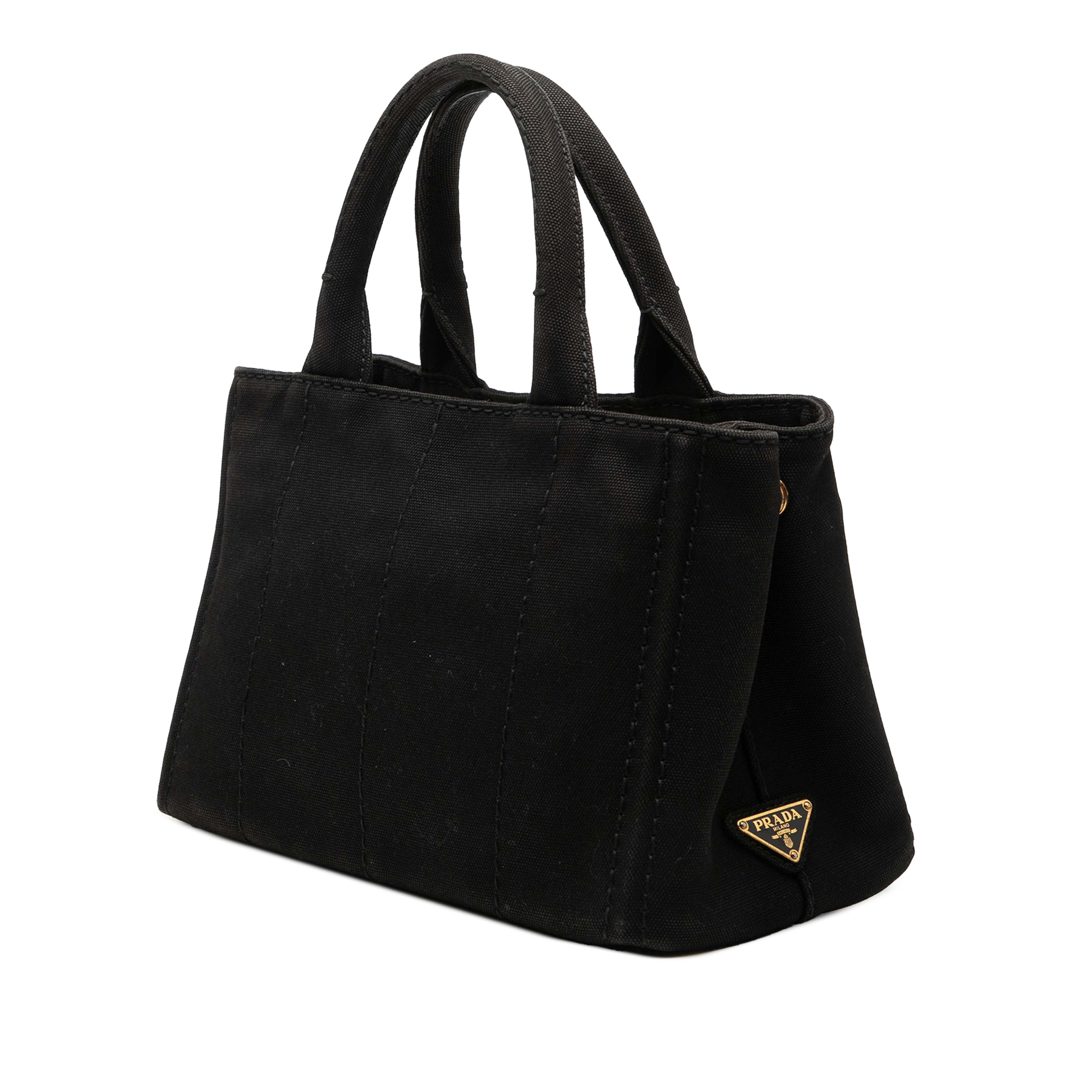 Prada Small Canvas Canapa Logo Satchel, från Luxclusif, i färgen black. Klicka för att öppna bilden i stort format