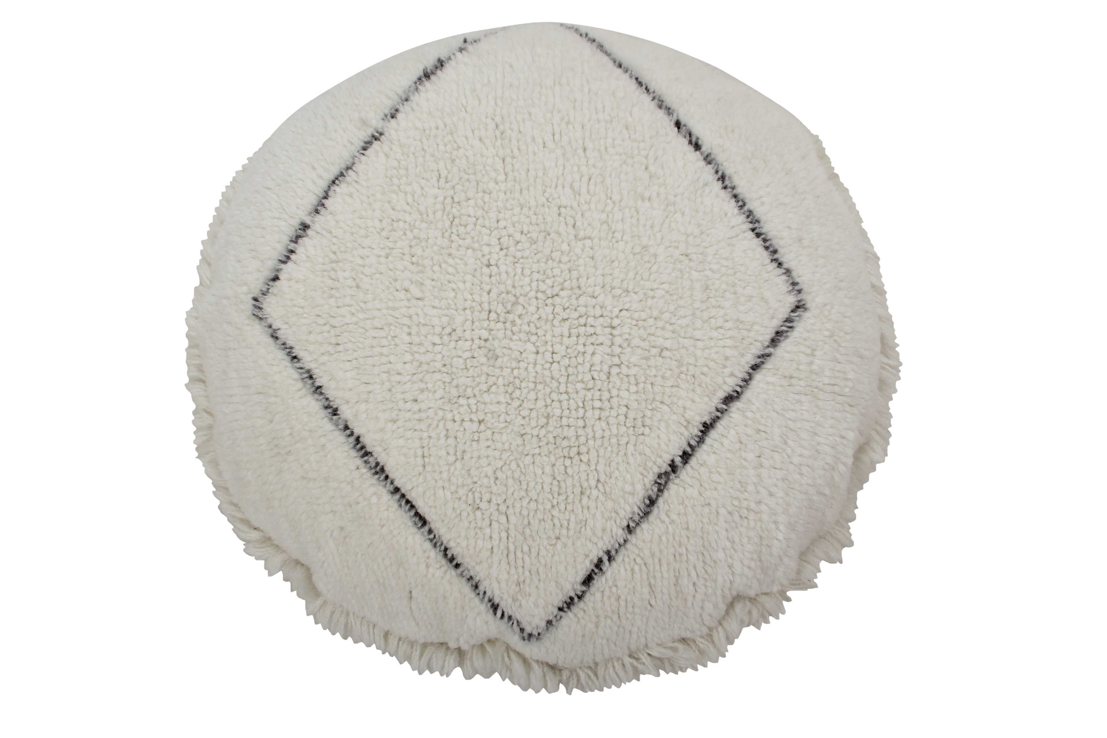Tvättbar Sittpuff Woolable Berber Soul, från LORENA CANALS, i färgen natural, charcoal. Klicka för att öppna bilden i stort format