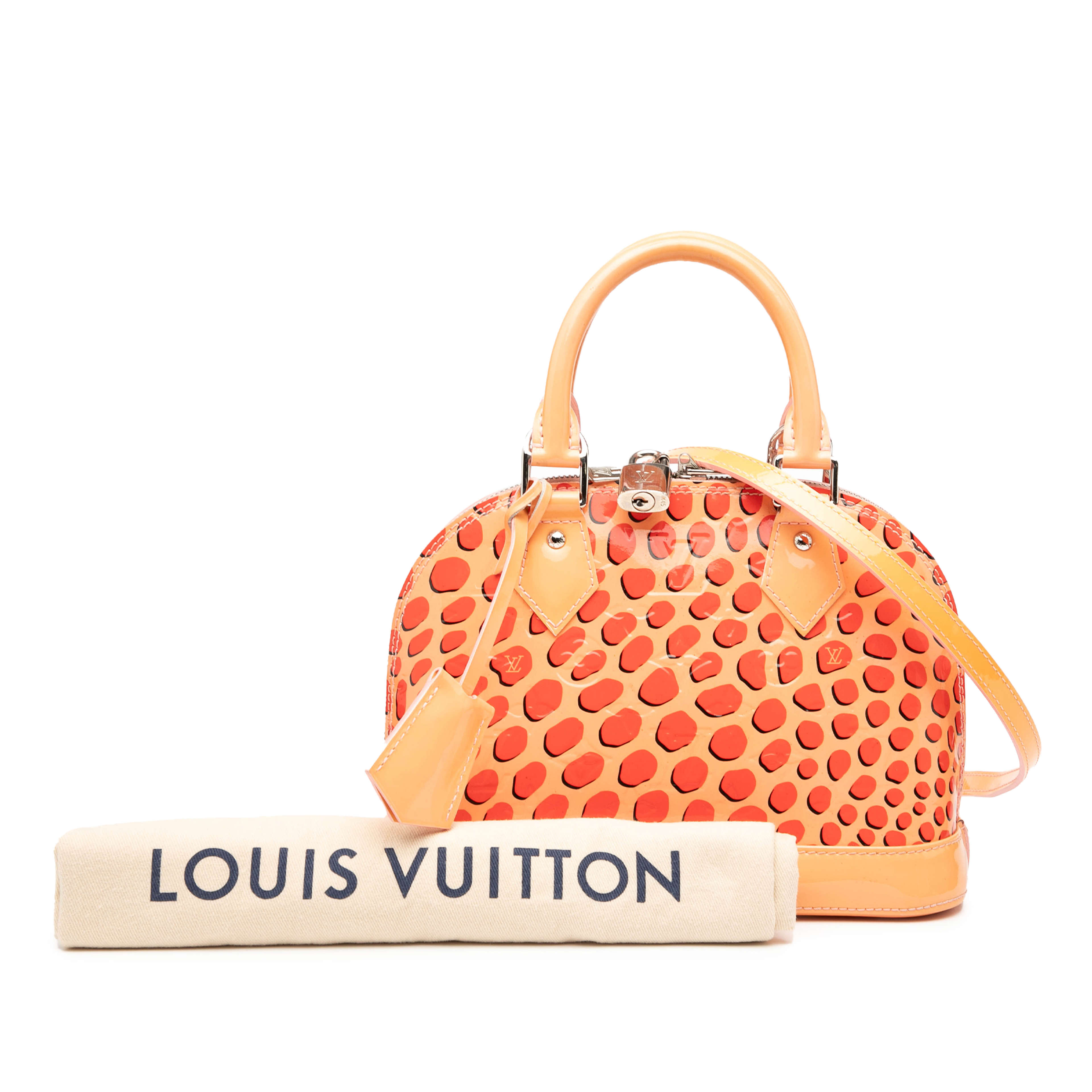 Louis Vuitton Monogram Vernis Jungle Dots Alma Bb, från Luxclusif, i färgen orange. Klicka för att öppna bilden i stort format