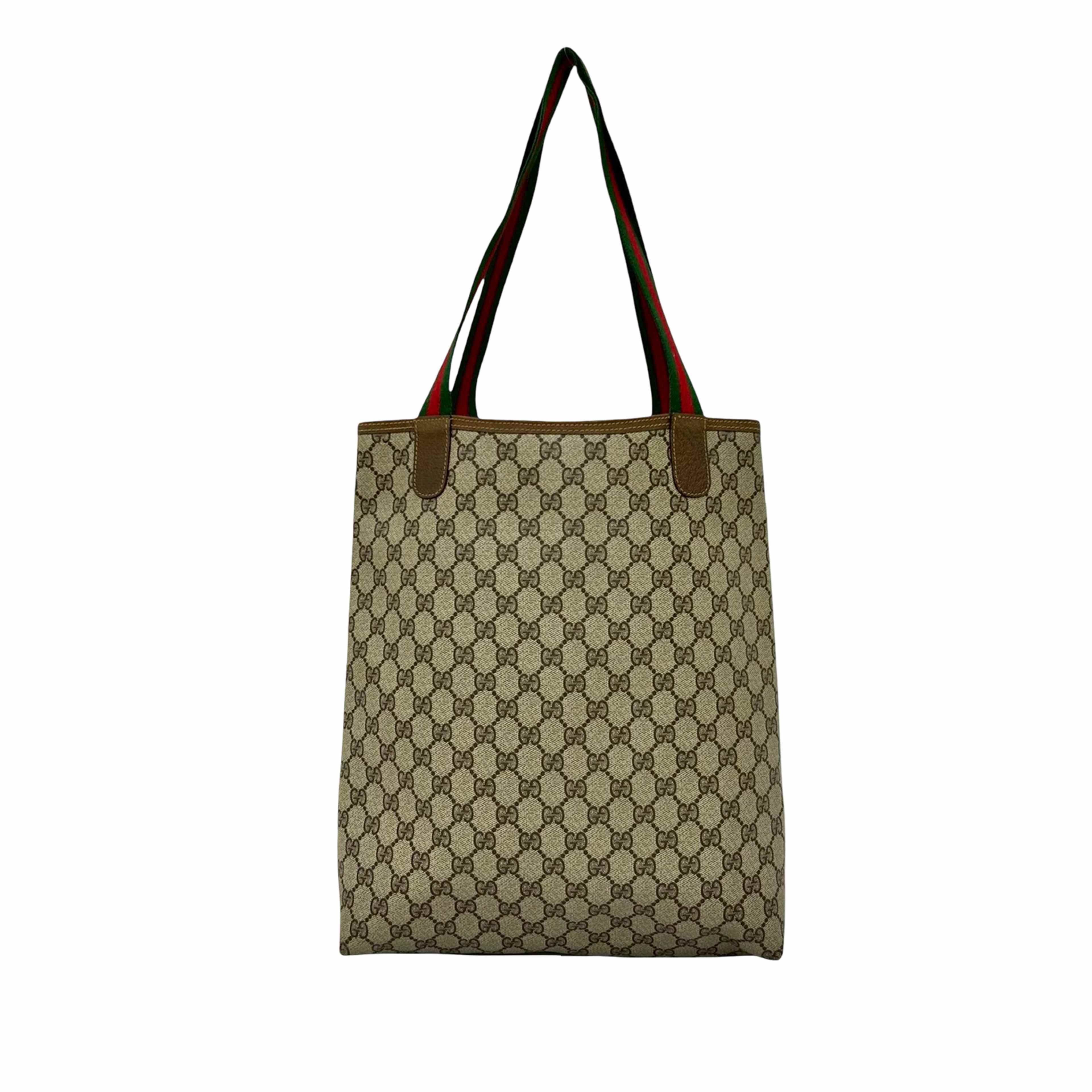Gucci Gg Supreme Web Tote, från Luxclusif, i färgen beige. Klicka för att öppna bilden i stort format