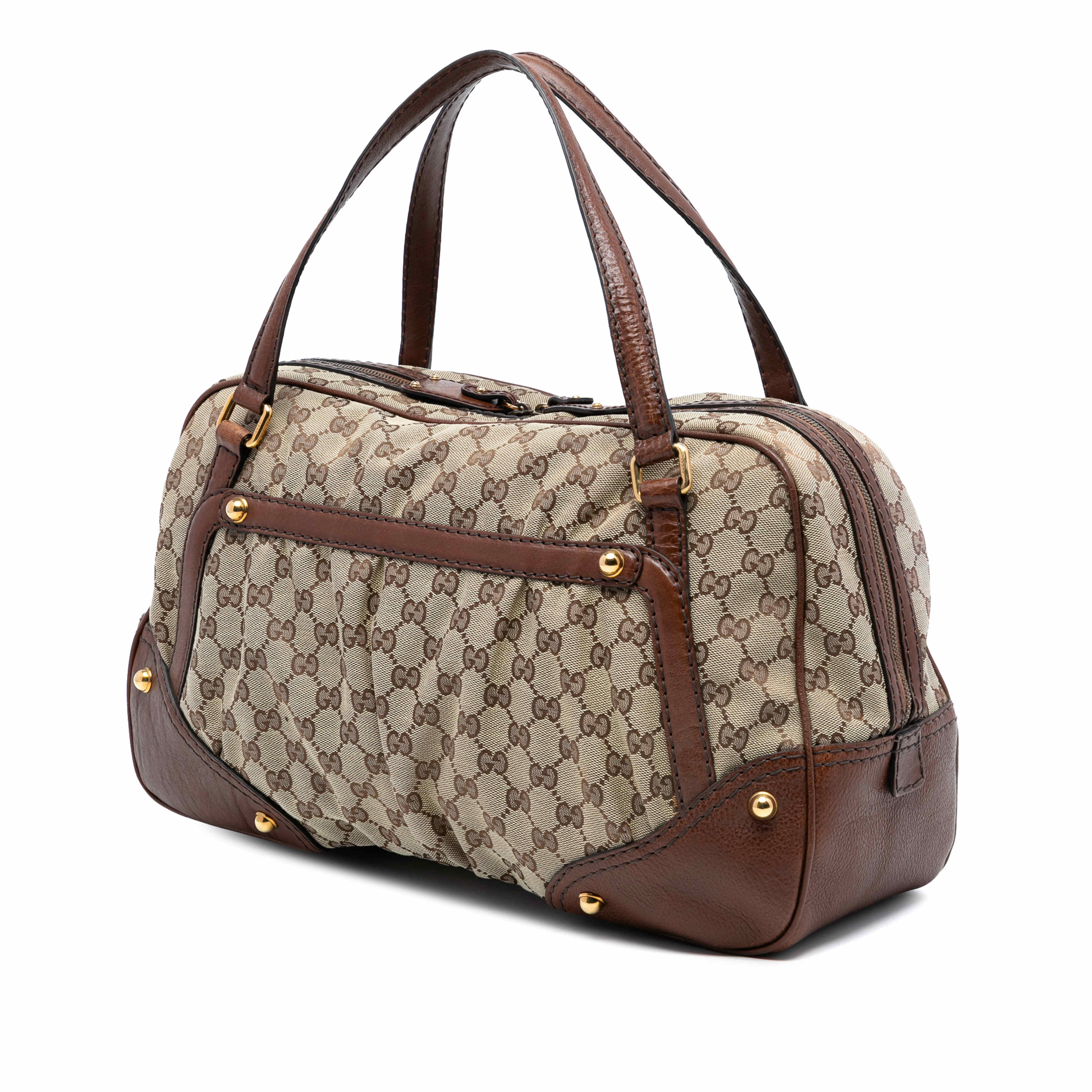 Gucci Gg Canvas Jockey Boston Bag, från Luxclusif, i färgen beige. Klicka för att öppna bilden i stort format