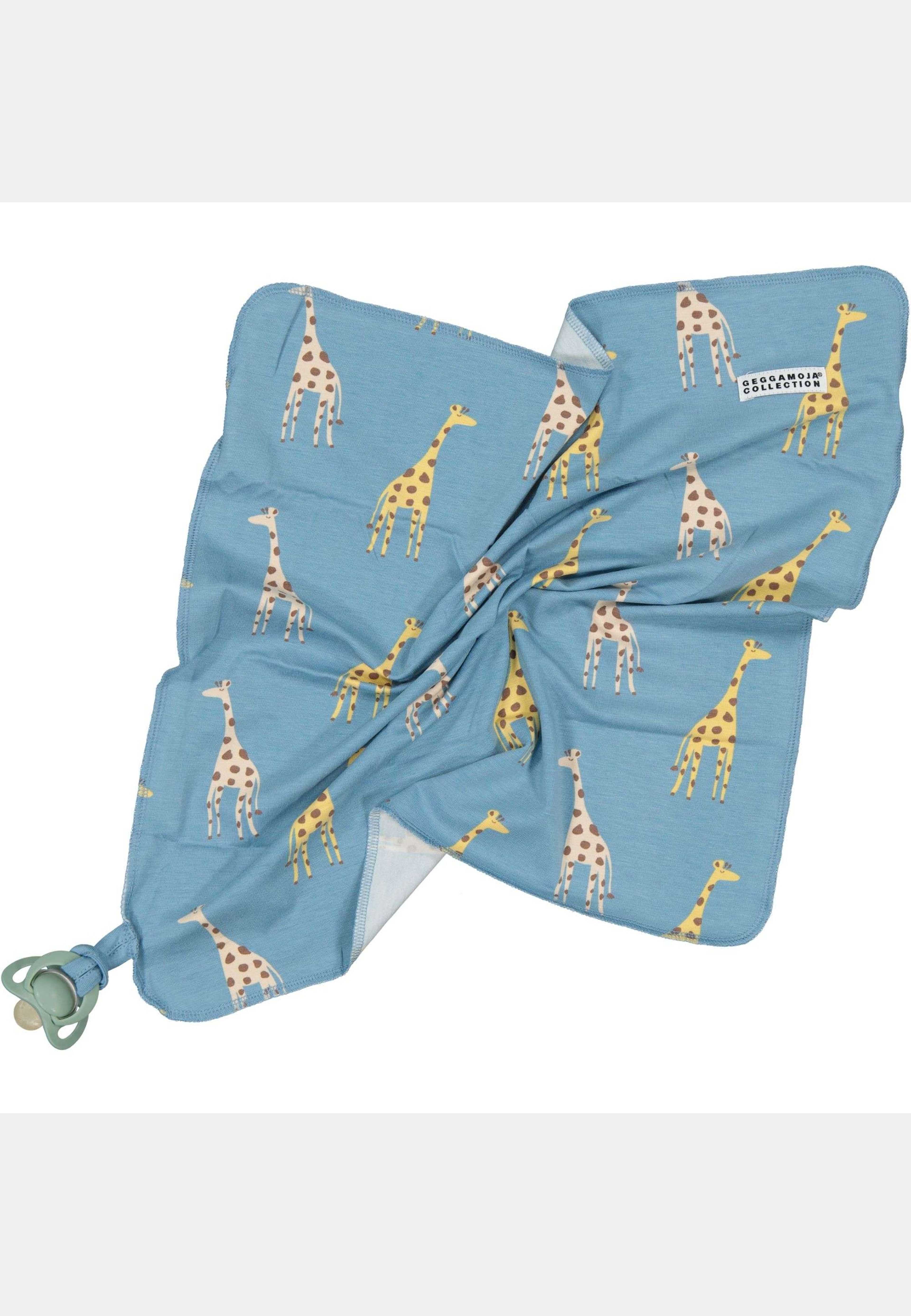 Snuttefilt Bambu, från Geggamoja, i färgen blue giraffe. Klicka för att öppna bilden i stort format