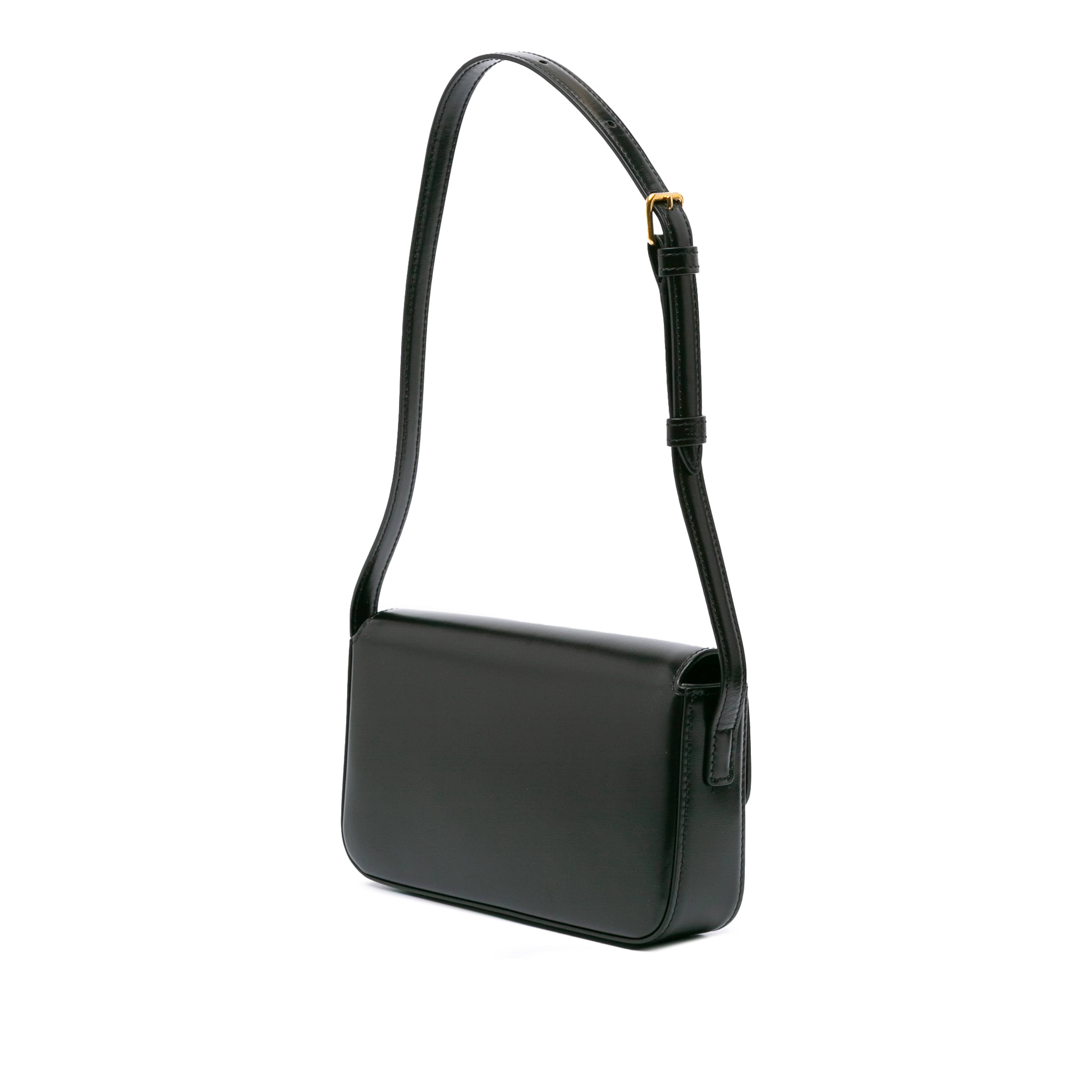 Celine Shiny Calfskin Claude Shoulder Bag, från Luxclusif, i färgen black.