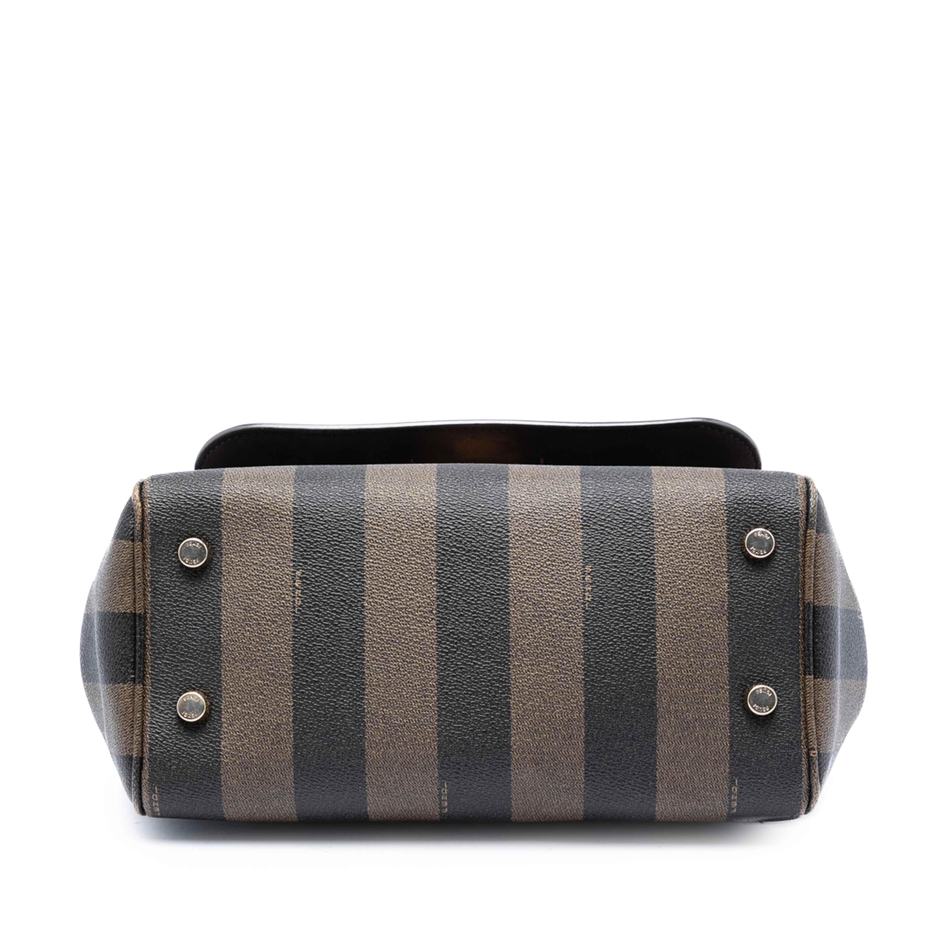 Fendi Pequin Coated Canvas And Leather Silvana Satchel, från Luxclusif, i färgen brown. Klicka för att öppna bilden i stort format
