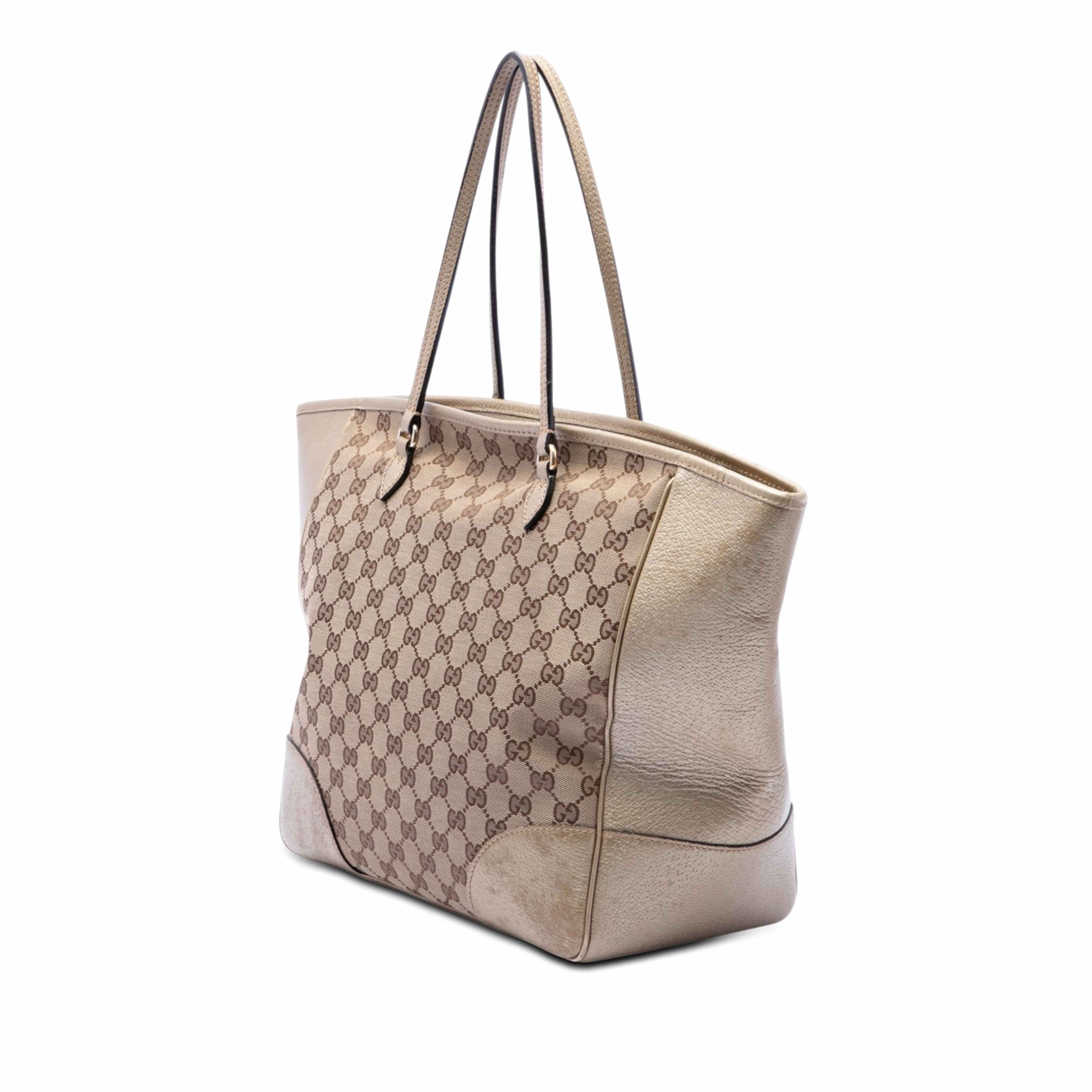 Gucci Gg Canvas And Leather Bree Tote, från Luxclusif, i färgen beige. Klicka för att öppna bilden i stort format