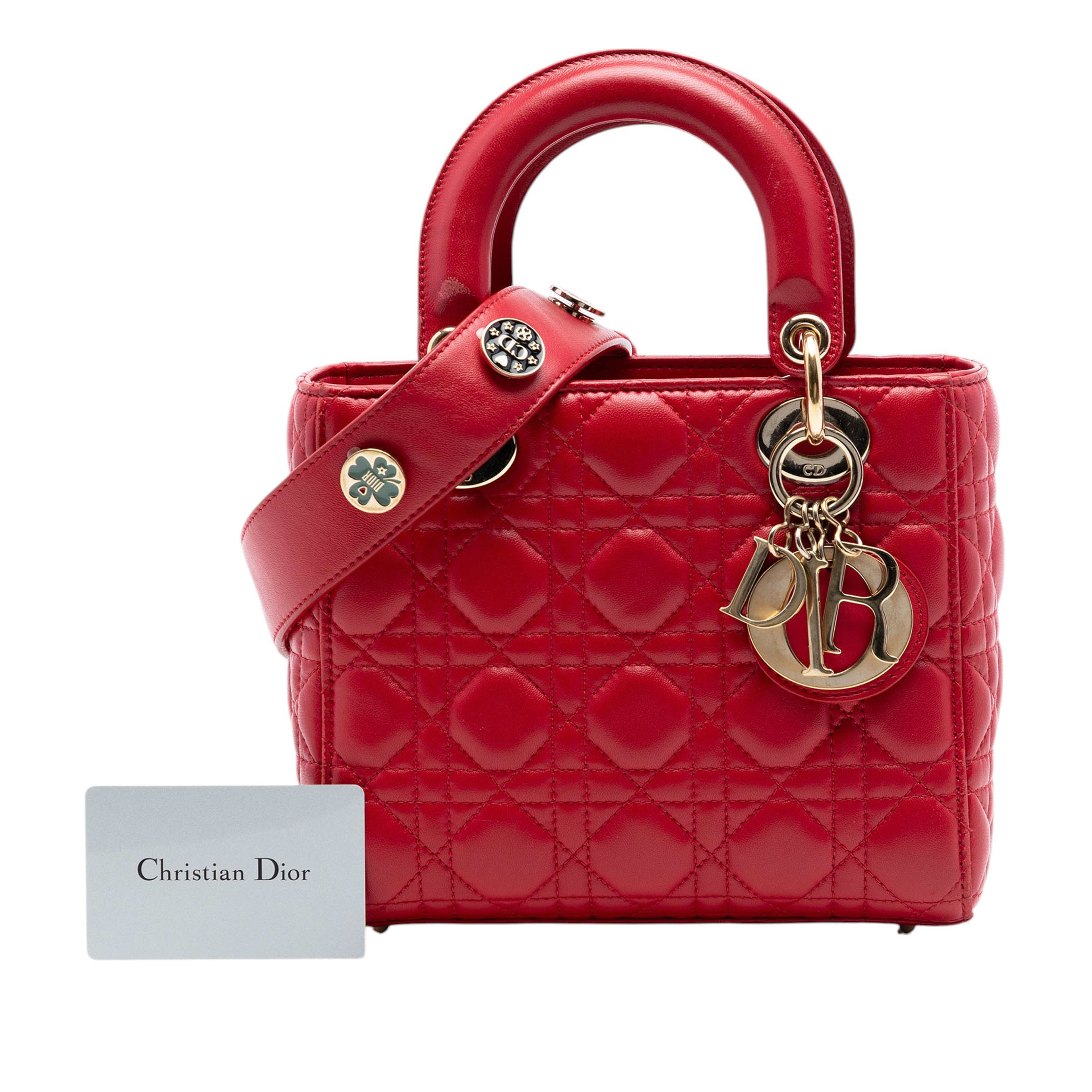 Dior Small Lambskin Cannage Myabcdior Lady Dior, från Luxclusif, i färgen röd. Klicka för att öppna bilden i stort format