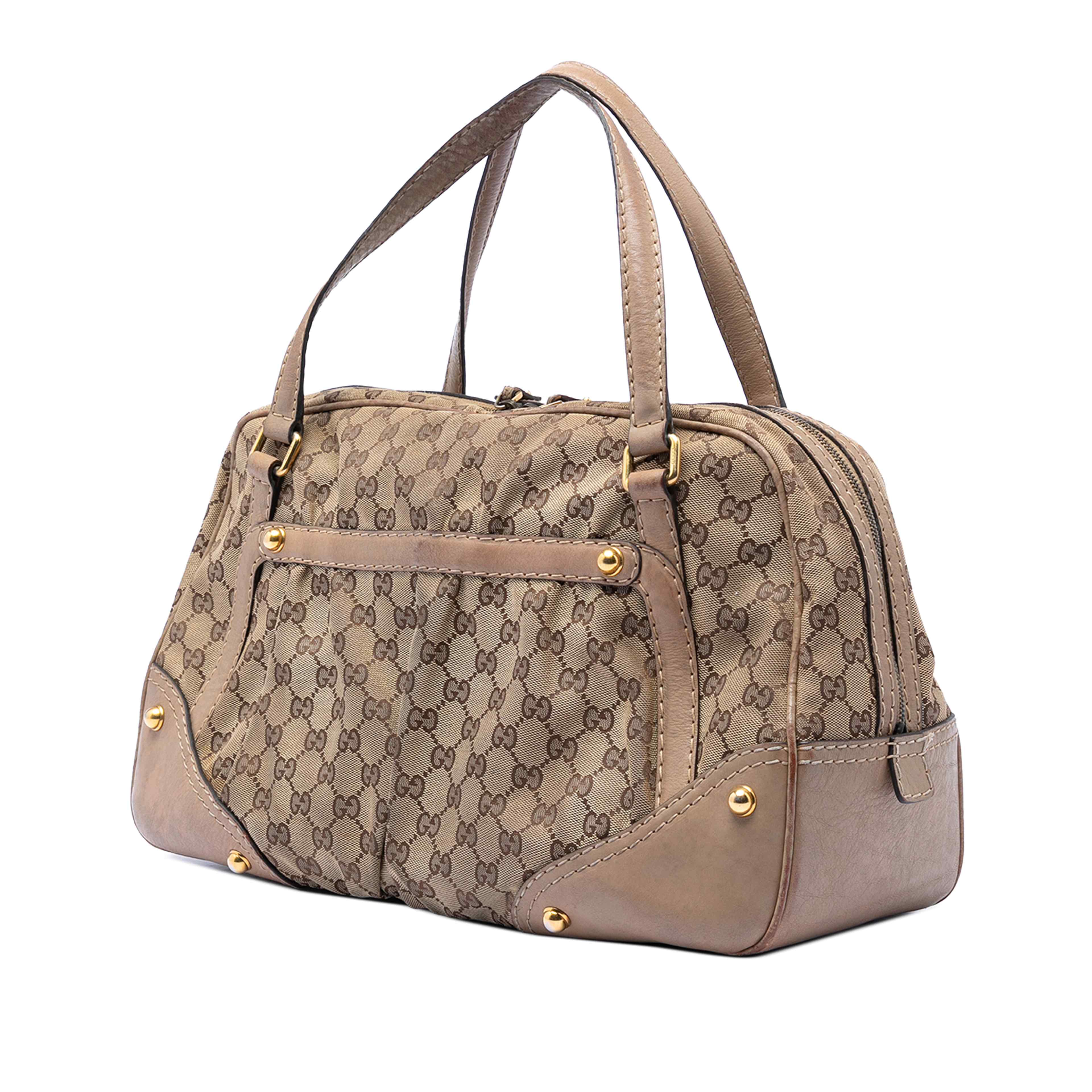 Gucci Gg Canvas Jockey Boston Bag, från Luxclusif, i färgen beige. Klicka för att öppna bilden i stort format
