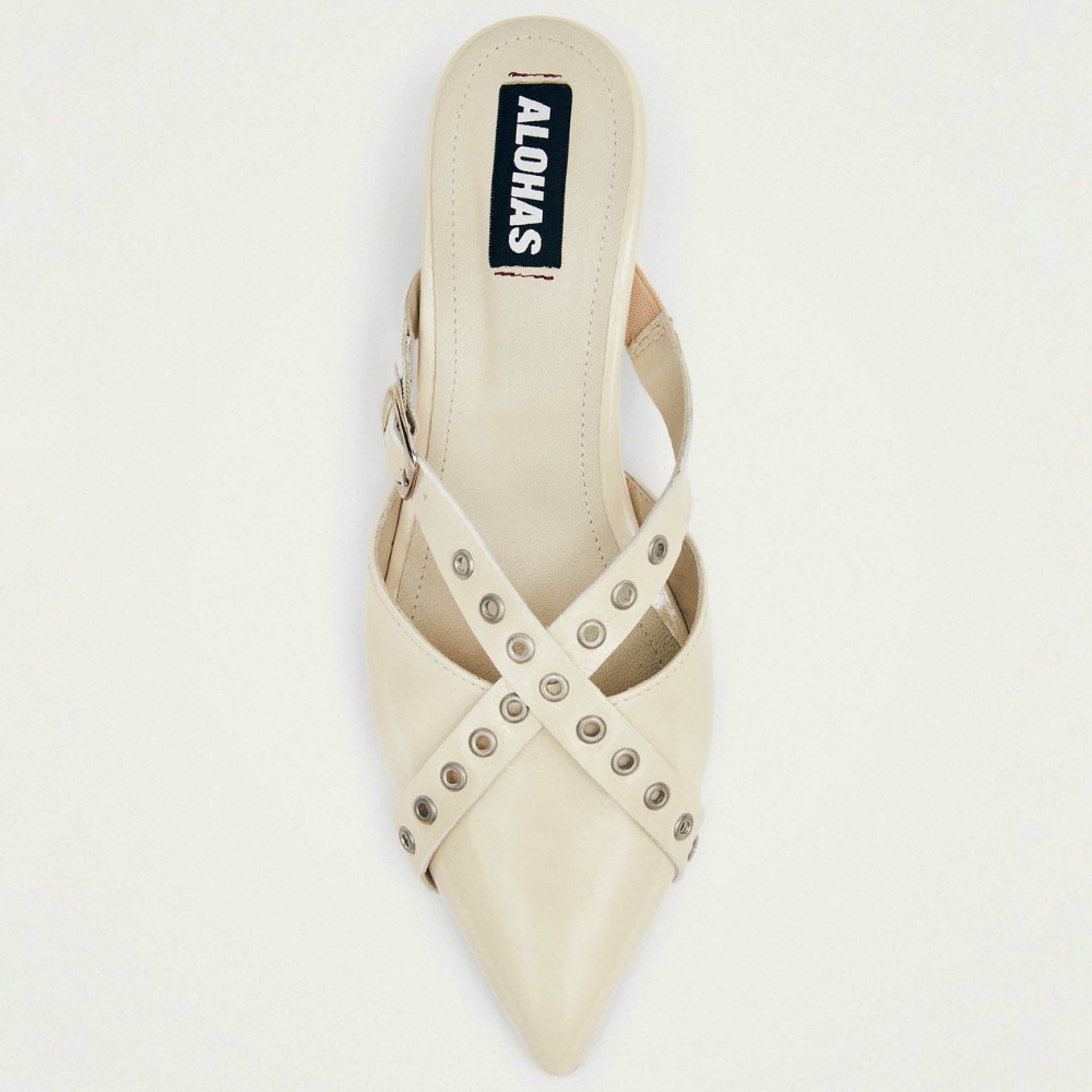 Zyra Onix Cream Leather Mules