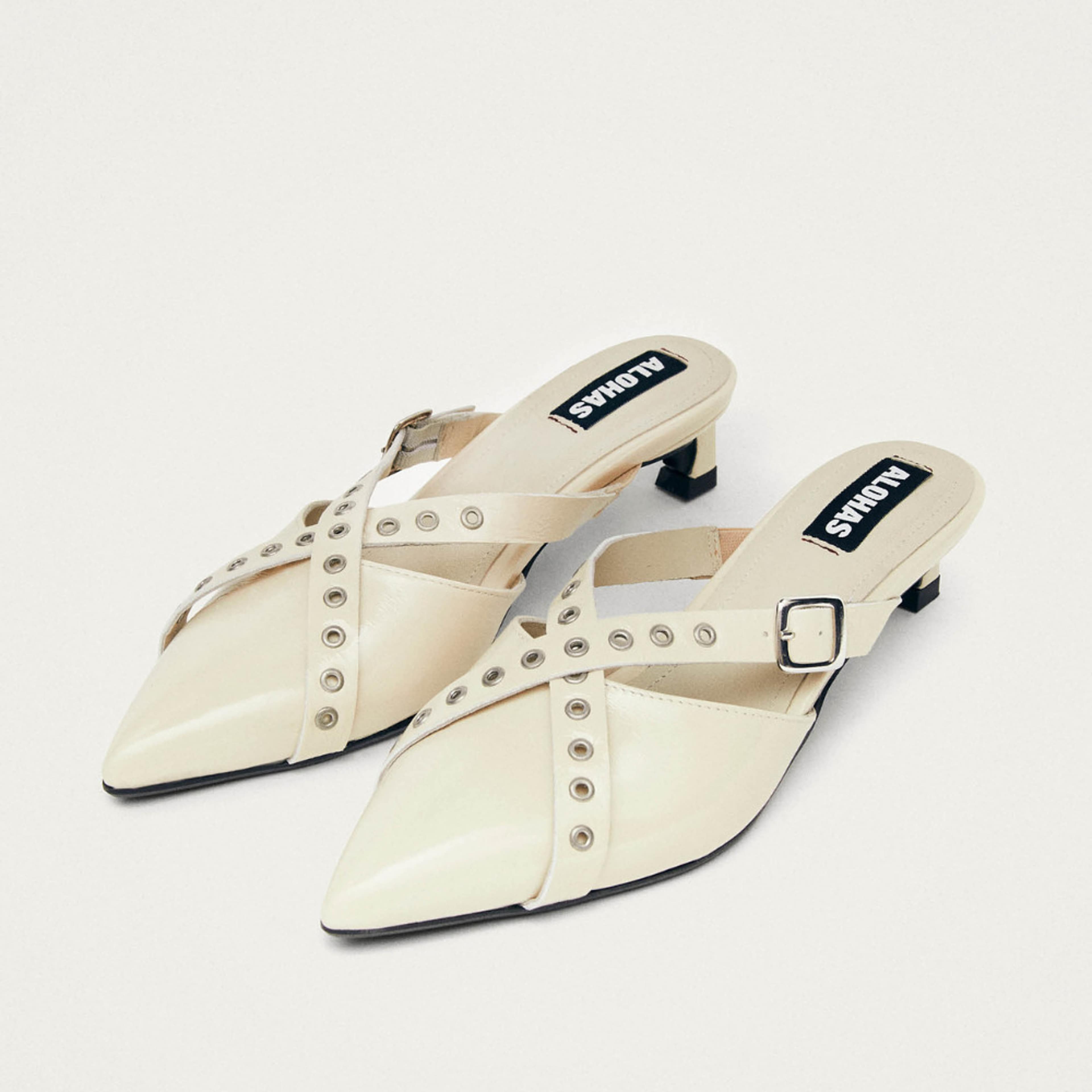 Zyra Onix Cream Leather Mules