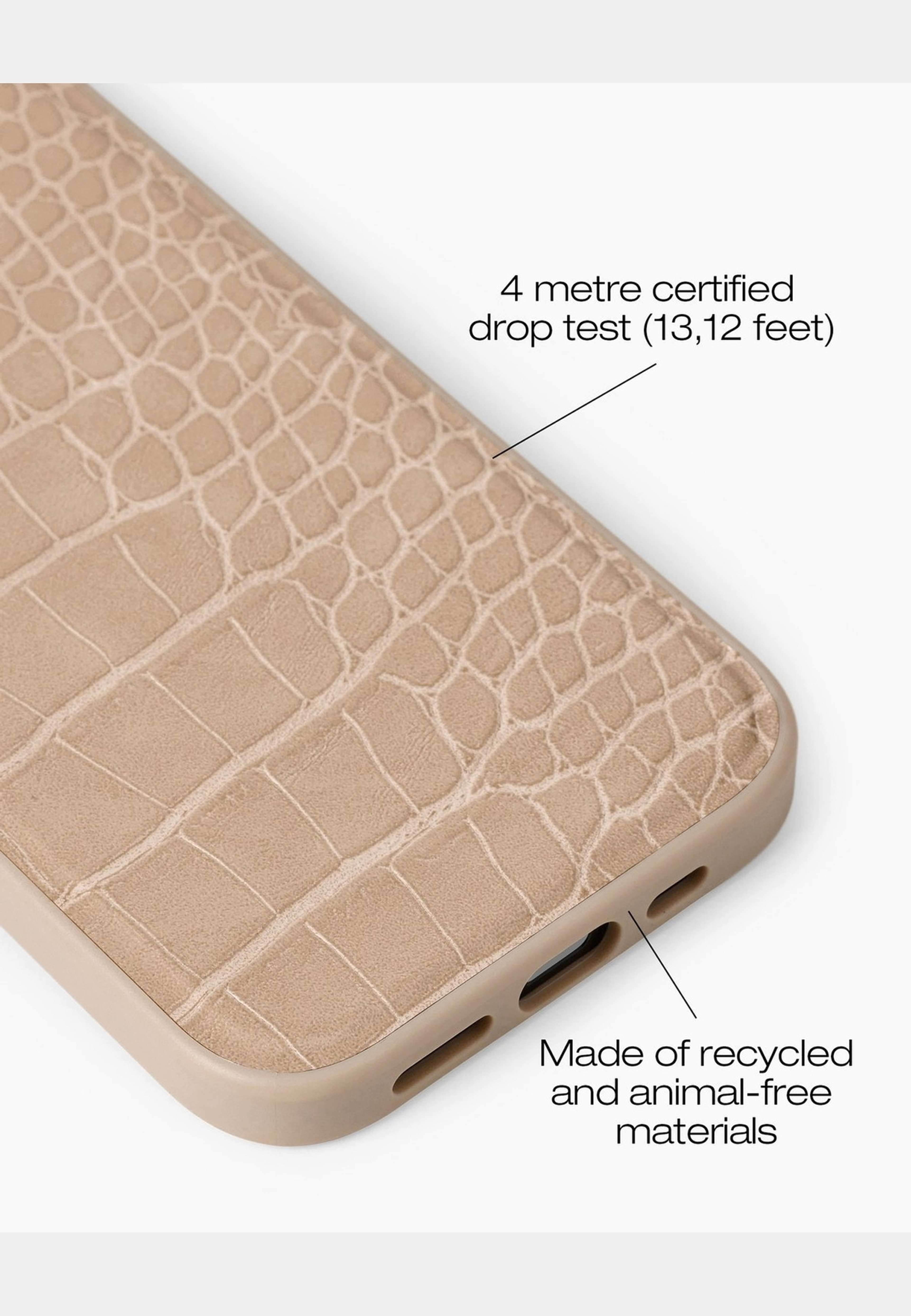 Vegan Leather Case Iphone - Warm Beige Croco