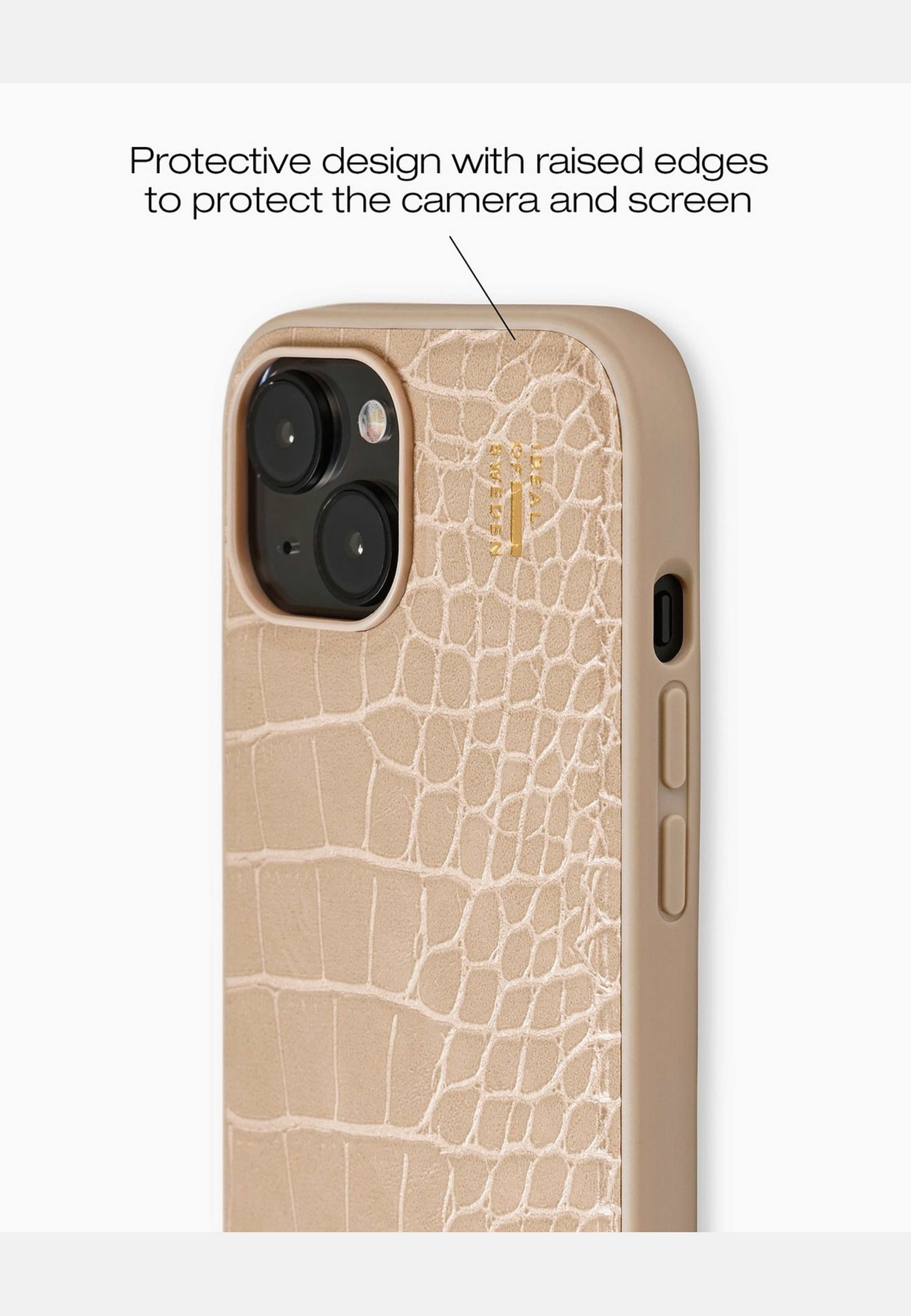 Vegan Leather Case Iphone - Warm Beige Croco