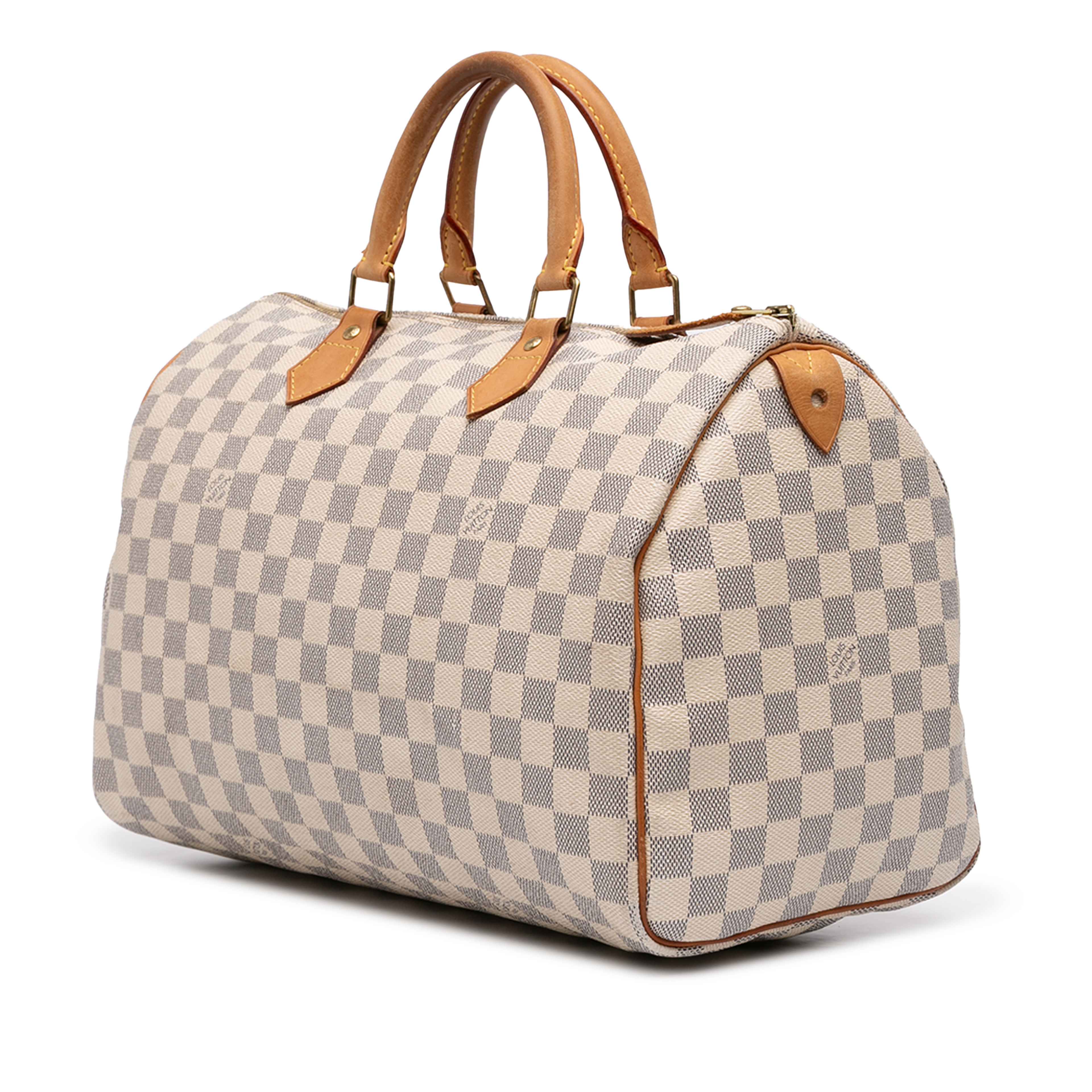 Louis Vuitton Damier Azur Speedy 35, från Luxclusif, i färgen white. Klicka för att öppna bilden i stort format