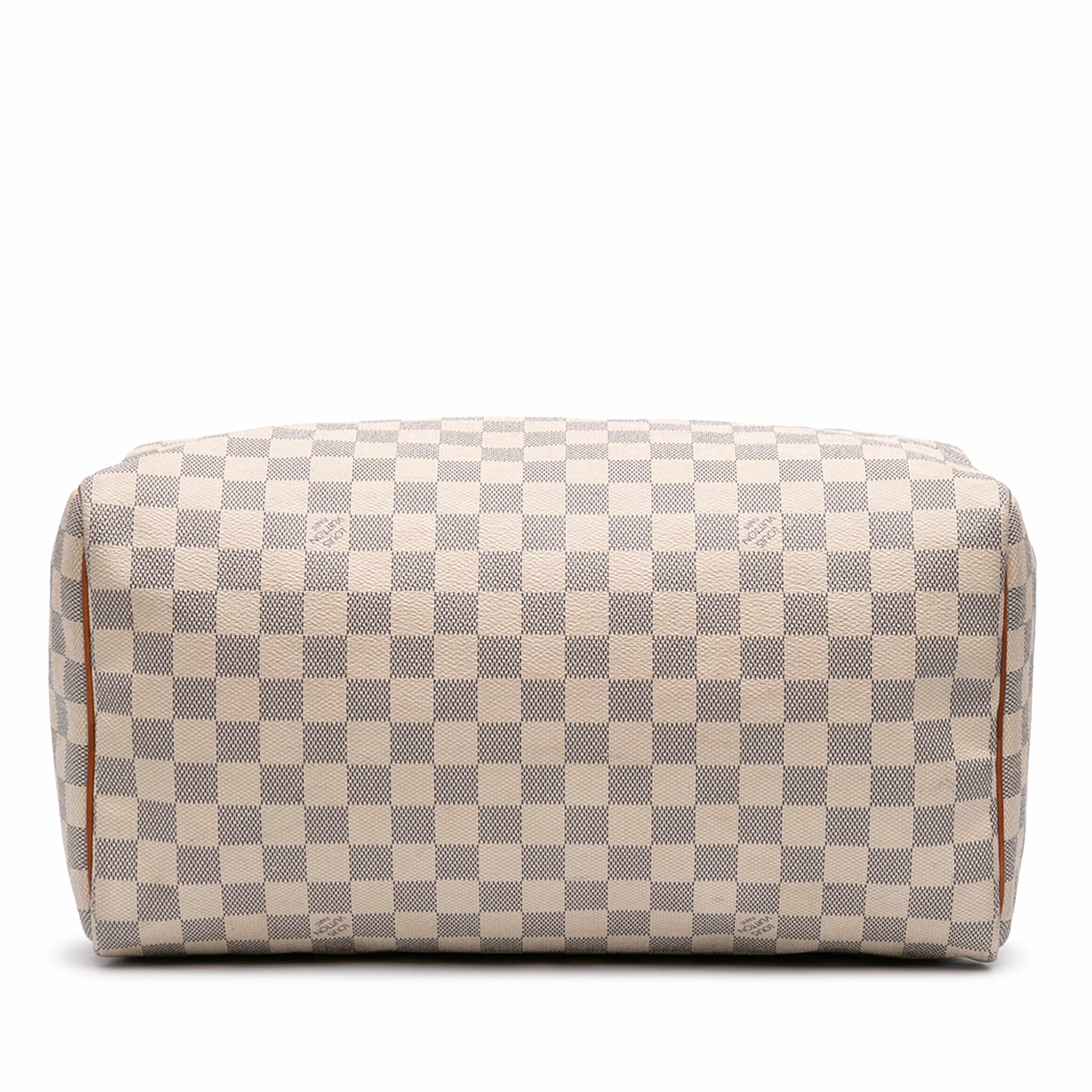 Louis Vuitton Damier Azur Speedy 35, från Luxclusif, i färgen white. Klicka för att öppna bilden i stort format