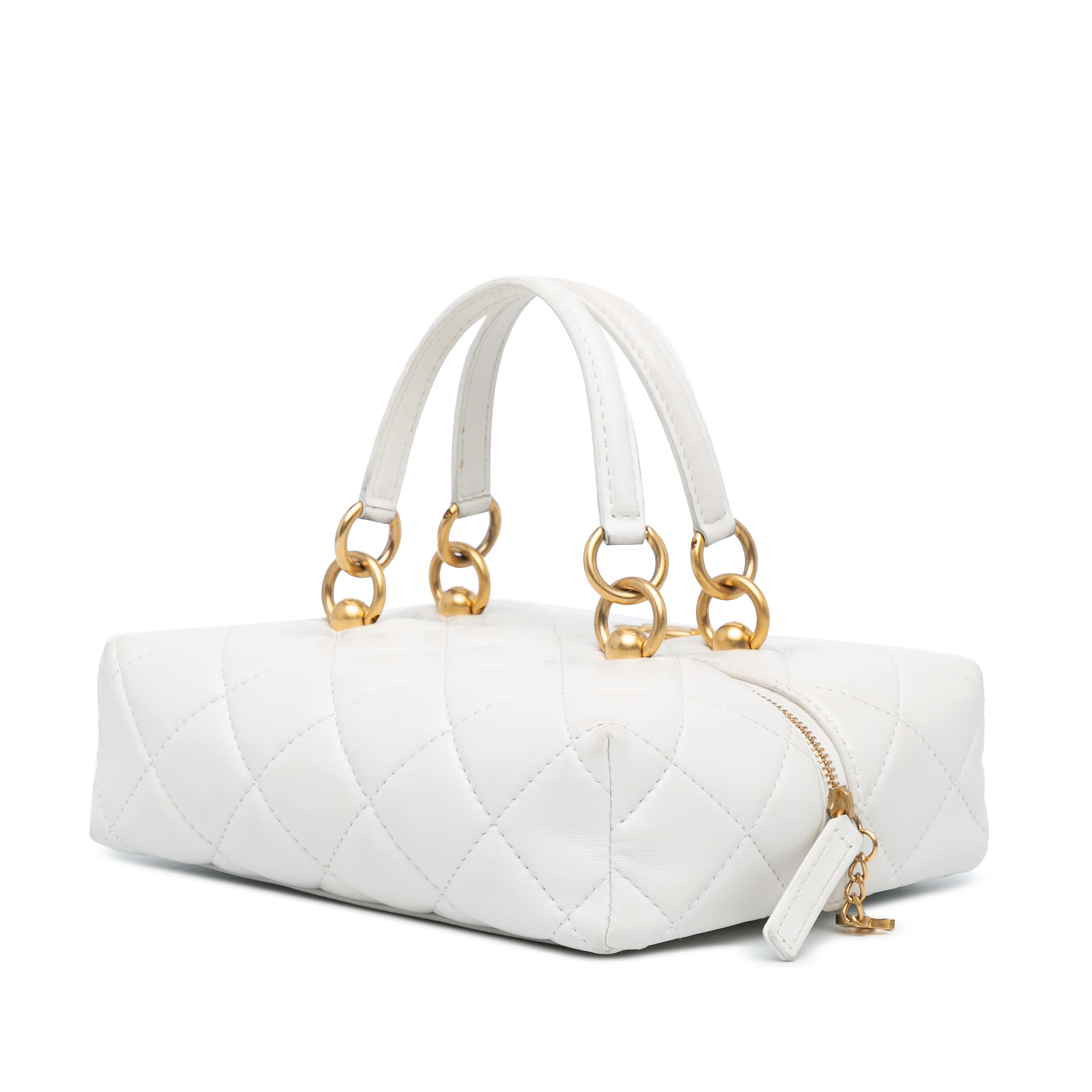 Chanel Métiers D'art Cc Quilted Lambskin Box With Top Handle Bag