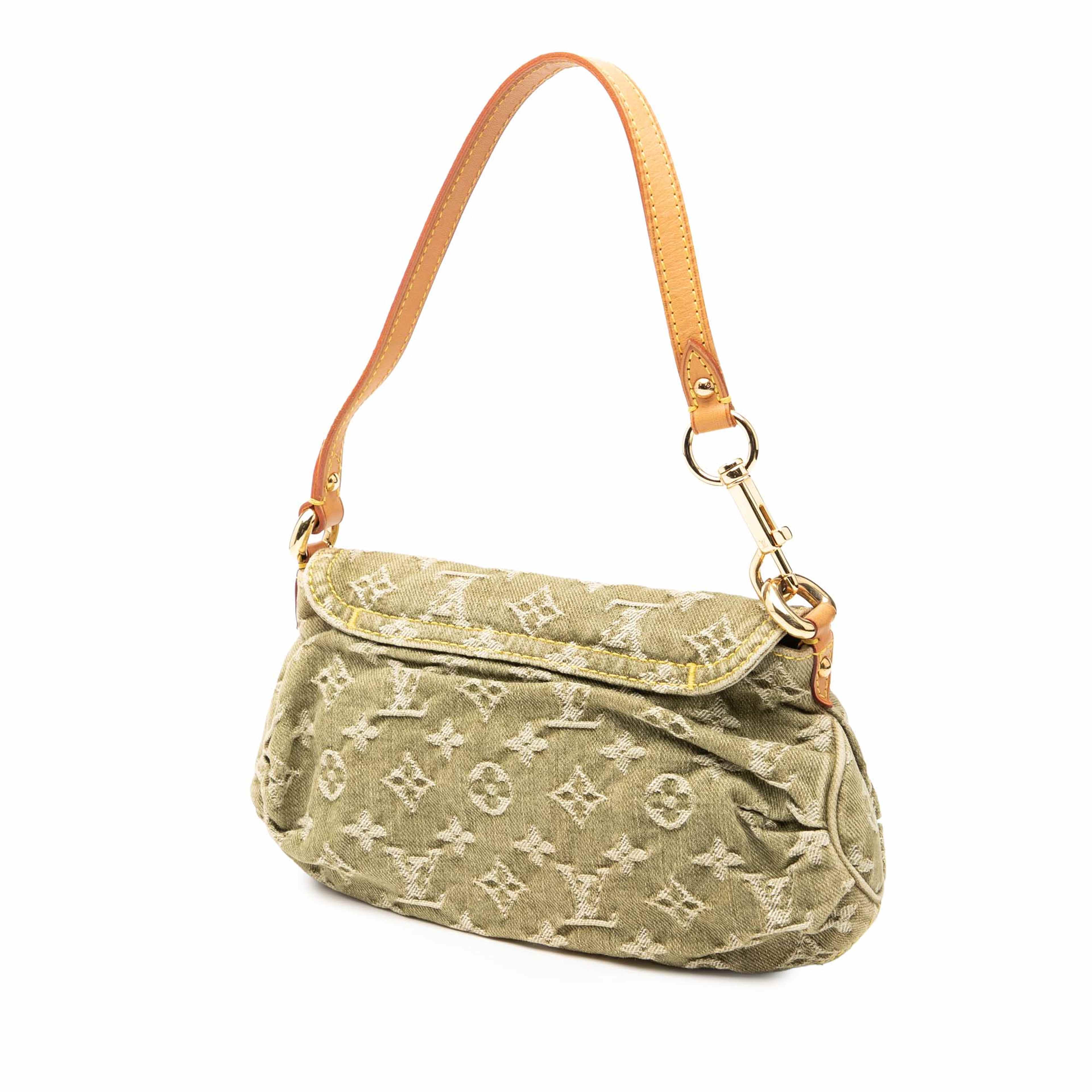 Louis Vuitton Monogram Denim Mini Pleaty, från Luxclusif, i färgen olive green. Klicka för att öppna bilden i stort format